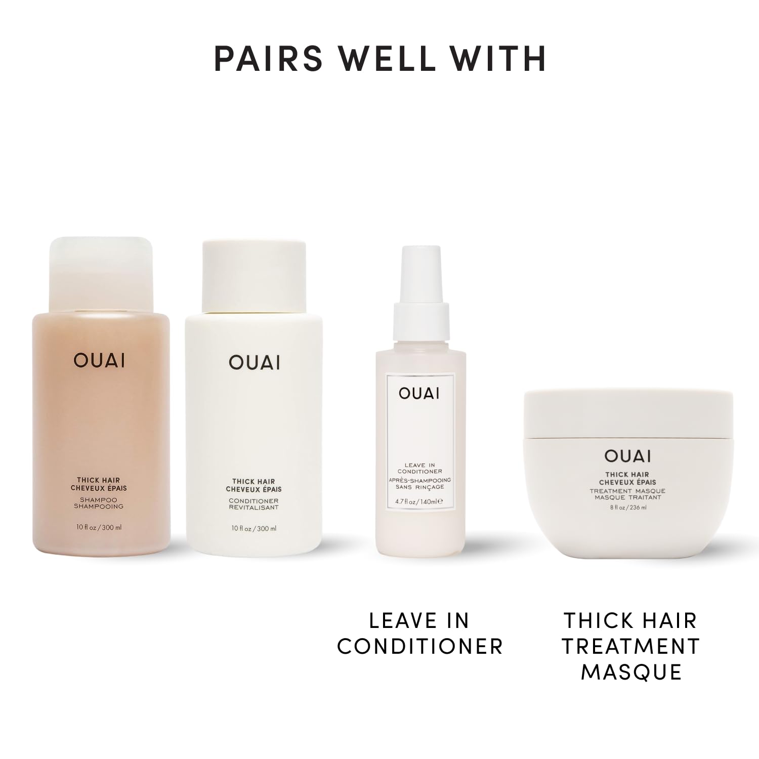 OUAI Fine Shampoo and Conditioner Set - Sulfate Free Shampoo and Conditioner for Women & Men - Made with Keratin, Marshmallow Root, Shea Butter & Avocado Oil - Free of Parabens & Phthalates (10 Fl Oz)