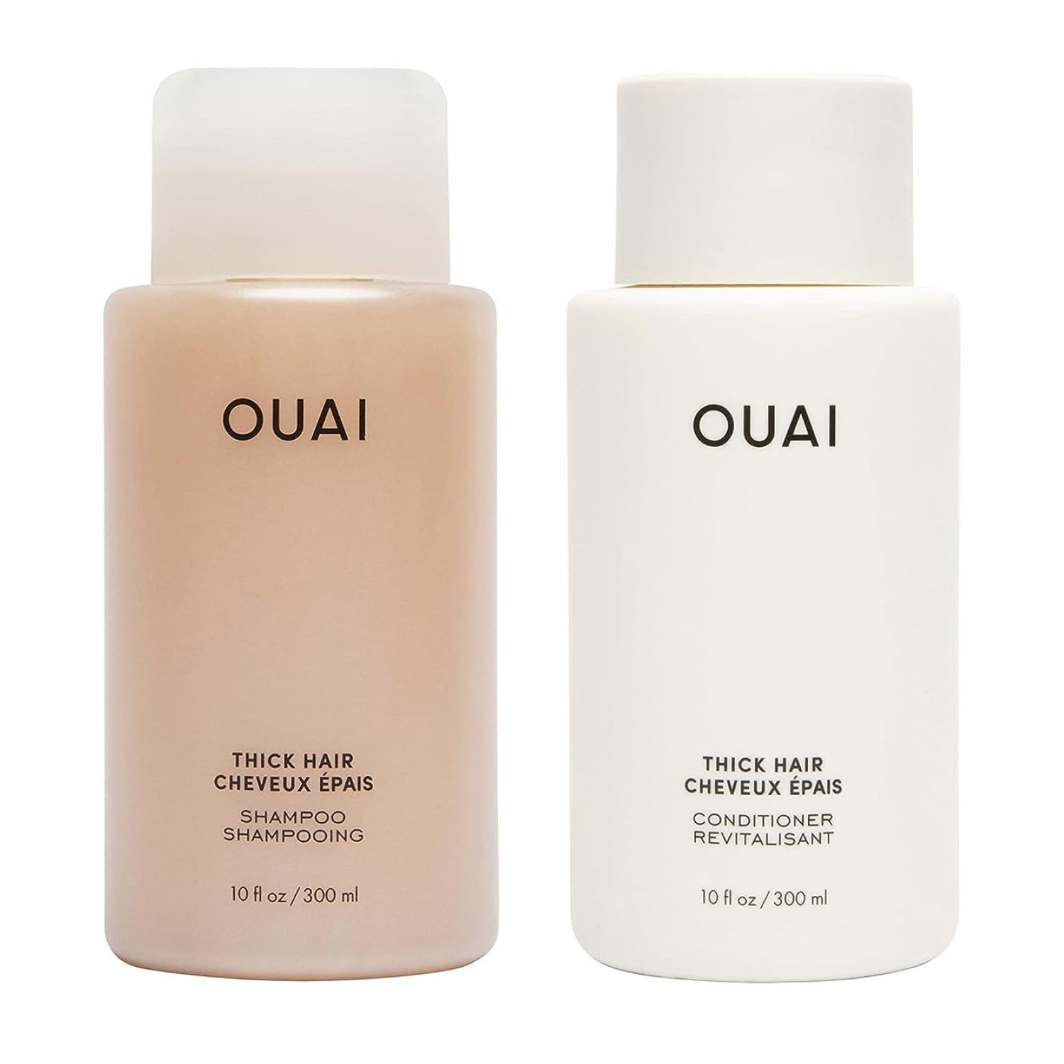 OUAI Fine Shampoo and Conditioner Set - Sulfate Free Shampoo and Conditioner for Women & Men - Made with Keratin, Marshmallow Root, Shea Butter & Avocado Oil - Free of Parabens & Phthalates (10 Fl Oz)