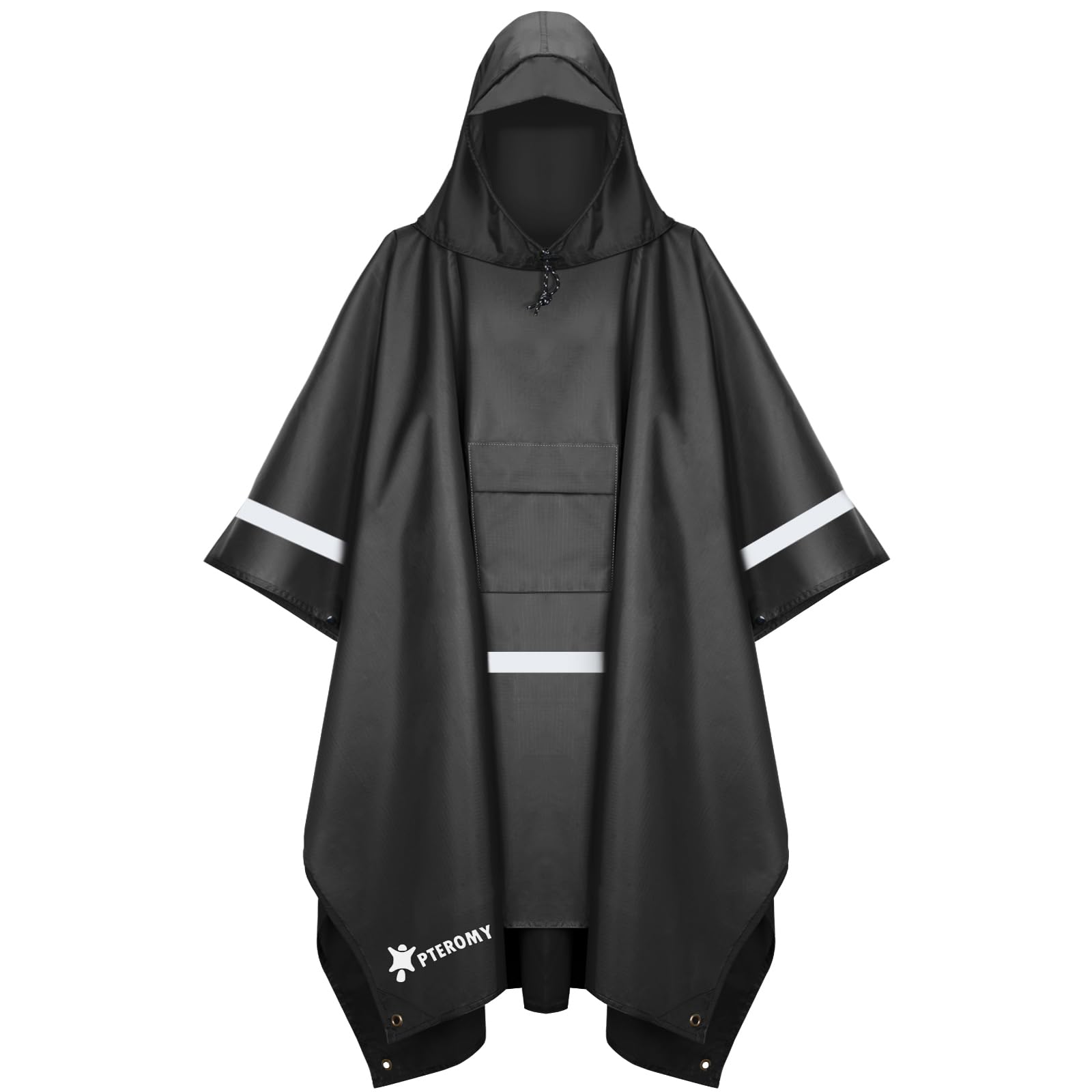 PTEROMY 3-in-1 Hooded Rain Poncho for Adult with Pocket, Waterproof Lightweight Unisex Raincoat for Hiking Camping Emergency