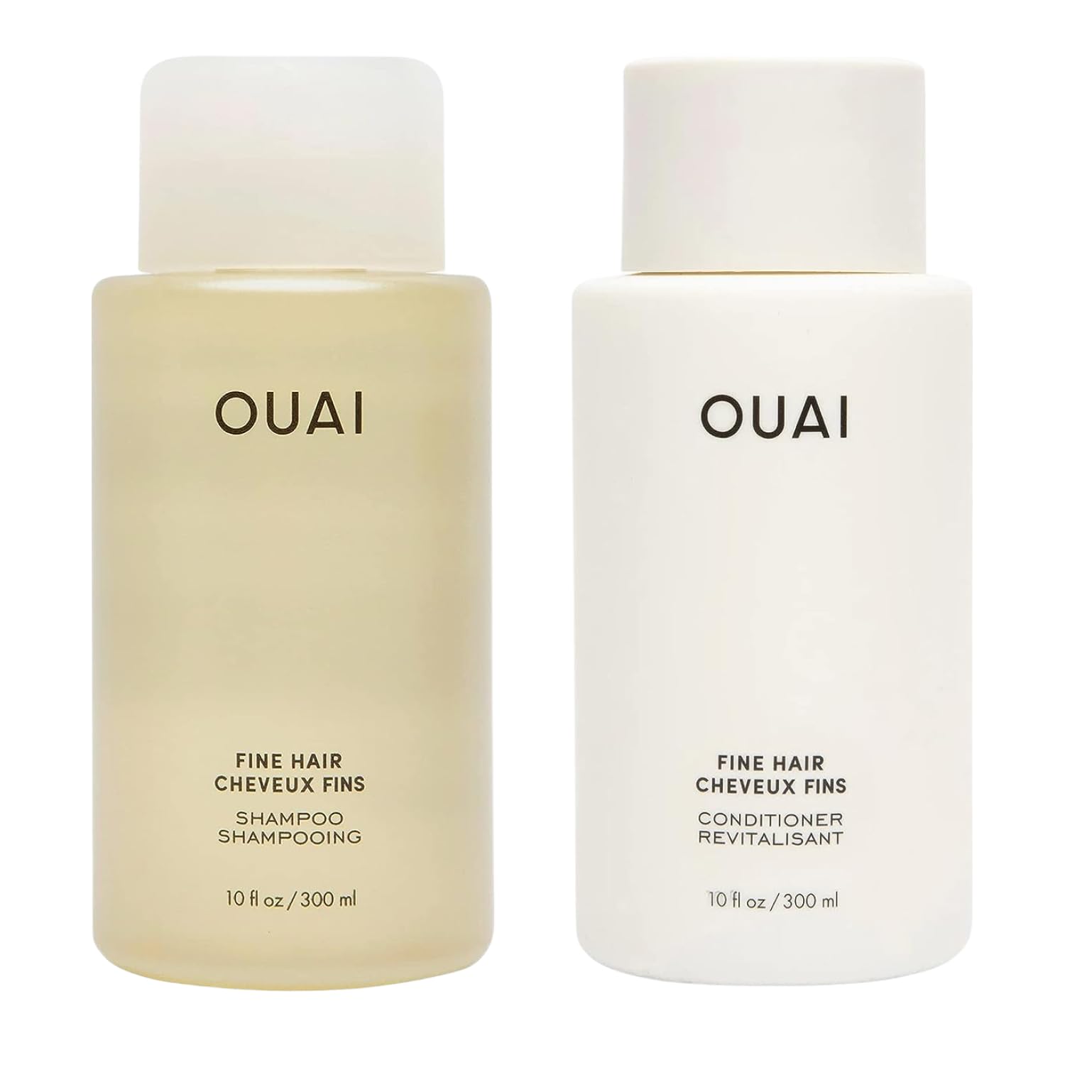 OUAI Fine Shampoo and Conditioner Set - Sulfate Free Shampoo and Conditioner for Women & Men - Made with Keratin, Marshmallow Root, Shea Butter & Avocado Oil - Free of Parabens & Phthalates (10 Fl Oz)