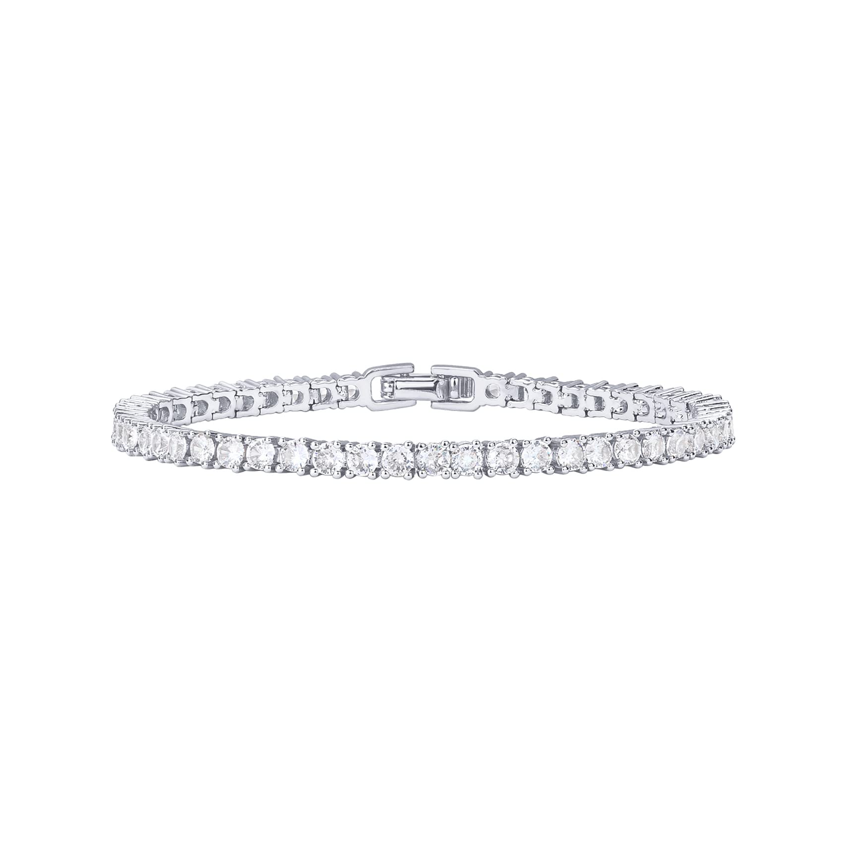 PAVOI 14K Gold Plated 3mm Cubic Zirconia Classic Tennis Bracelet | Gold Bracelets for Women | Stackable Bracelets for Women, 14K Gold Bracelets with CZ, Bracelet Stack