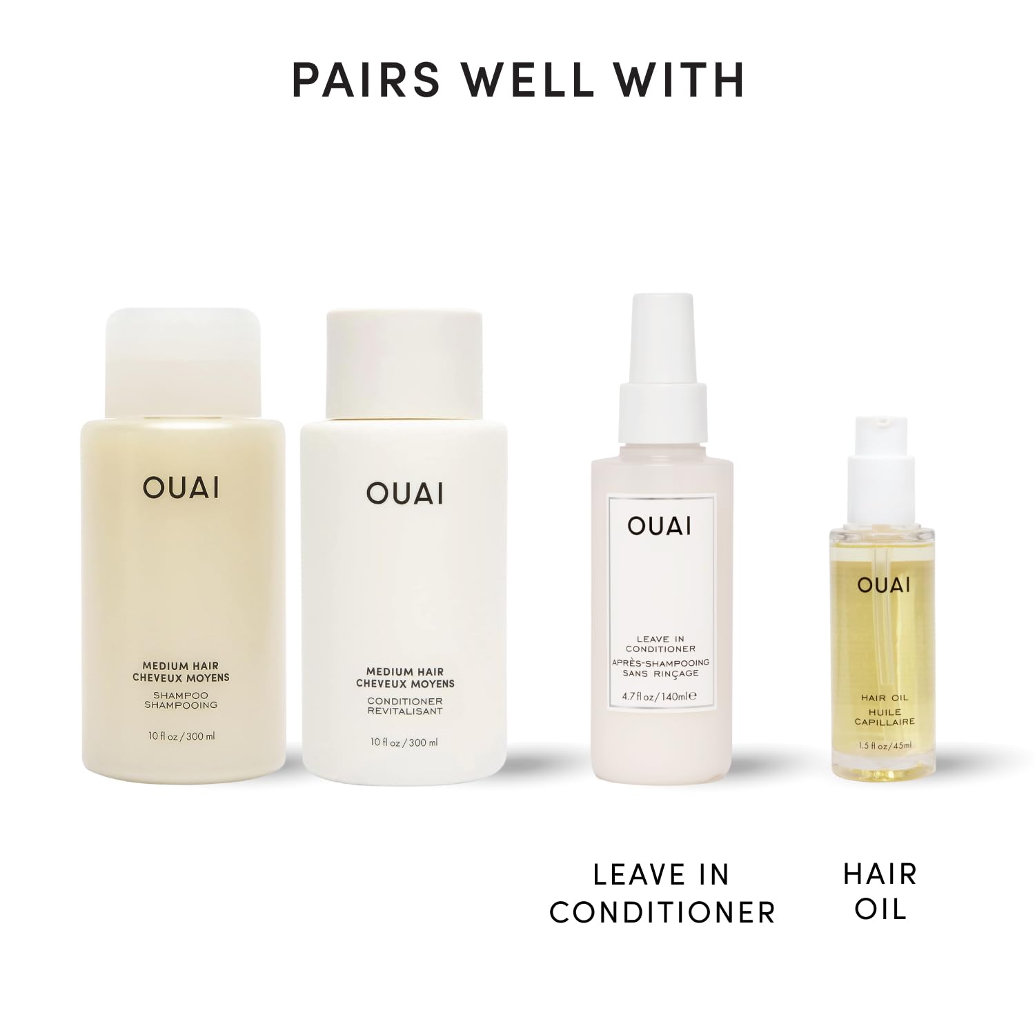 OUAI Fine Shampoo and Conditioner Set - Sulfate Free Shampoo and Conditioner for Women & Men - Made with Keratin, Marshmallow Root, Shea Butter & Avocado Oil - Free of Parabens & Phthalates (10 Fl Oz)
