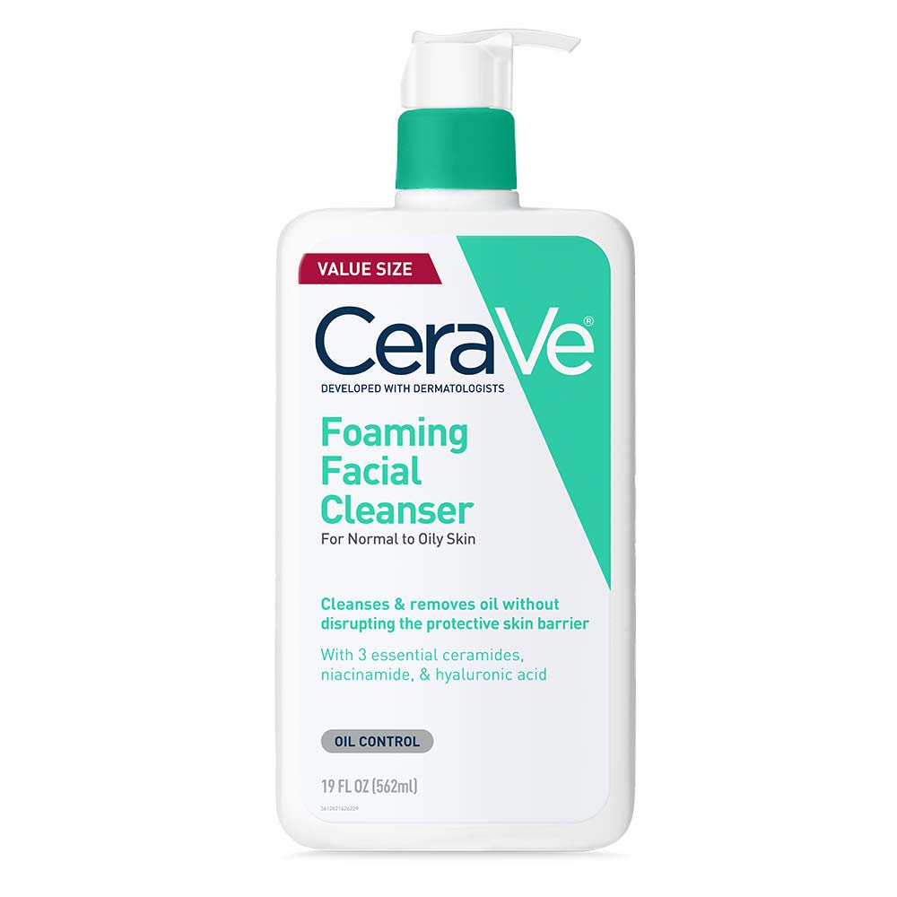 CeraVe Foaming Facial Cleanser, Face Wash for Oily Skin, 16fl oz | Skin Care with Hyaluronic Acid & Niacinamide, Makeup Remover, Daily Face Wash For Men & Women, Fragrance Free, Oil Control