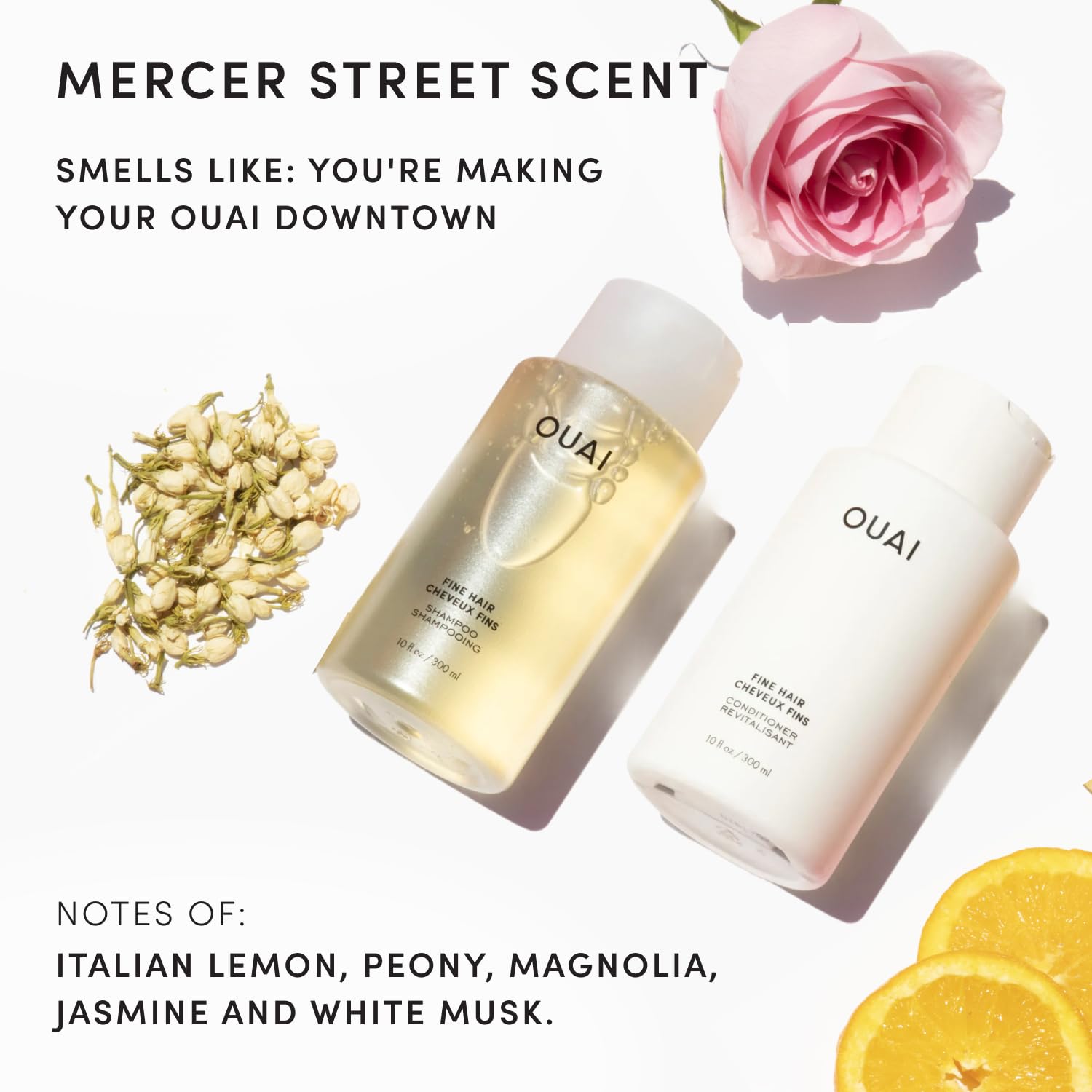 OUAI Fine Shampoo and Conditioner Set - Sulfate Free Shampoo and Conditioner for Women & Men - Made with Keratin, Marshmallow Root, Shea Butter & Avocado Oil - Free of Parabens & Phthalates (10 Fl Oz)