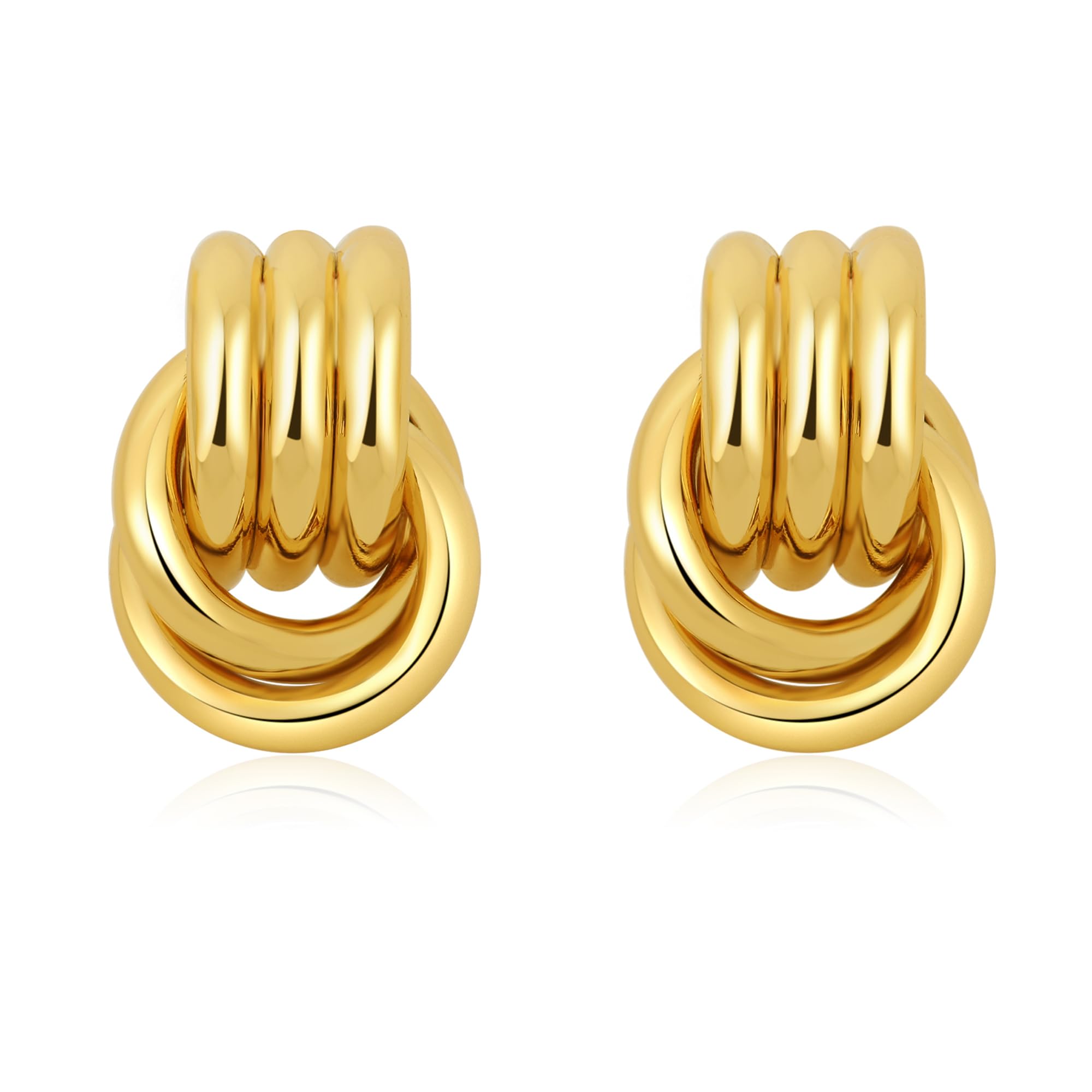 SHERLOVE Chunky Knot Gold Earrings Women Statement Drop Dangle Earrings | 14K Gold Plated Hypoallergenic Lightweight,Trendy Dainty Elegant Cute,Women Gold Jewelry Fashion Accessories Gifts