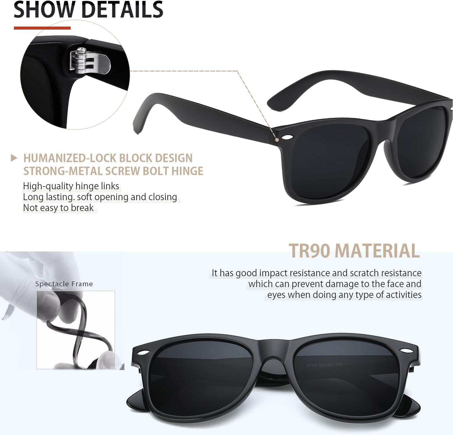 FEIDUSUN Sunglasses Men Polarized Sunglasses for Mens and Womens,Black Retro Sun Glasses Driving Fishing UV Protection