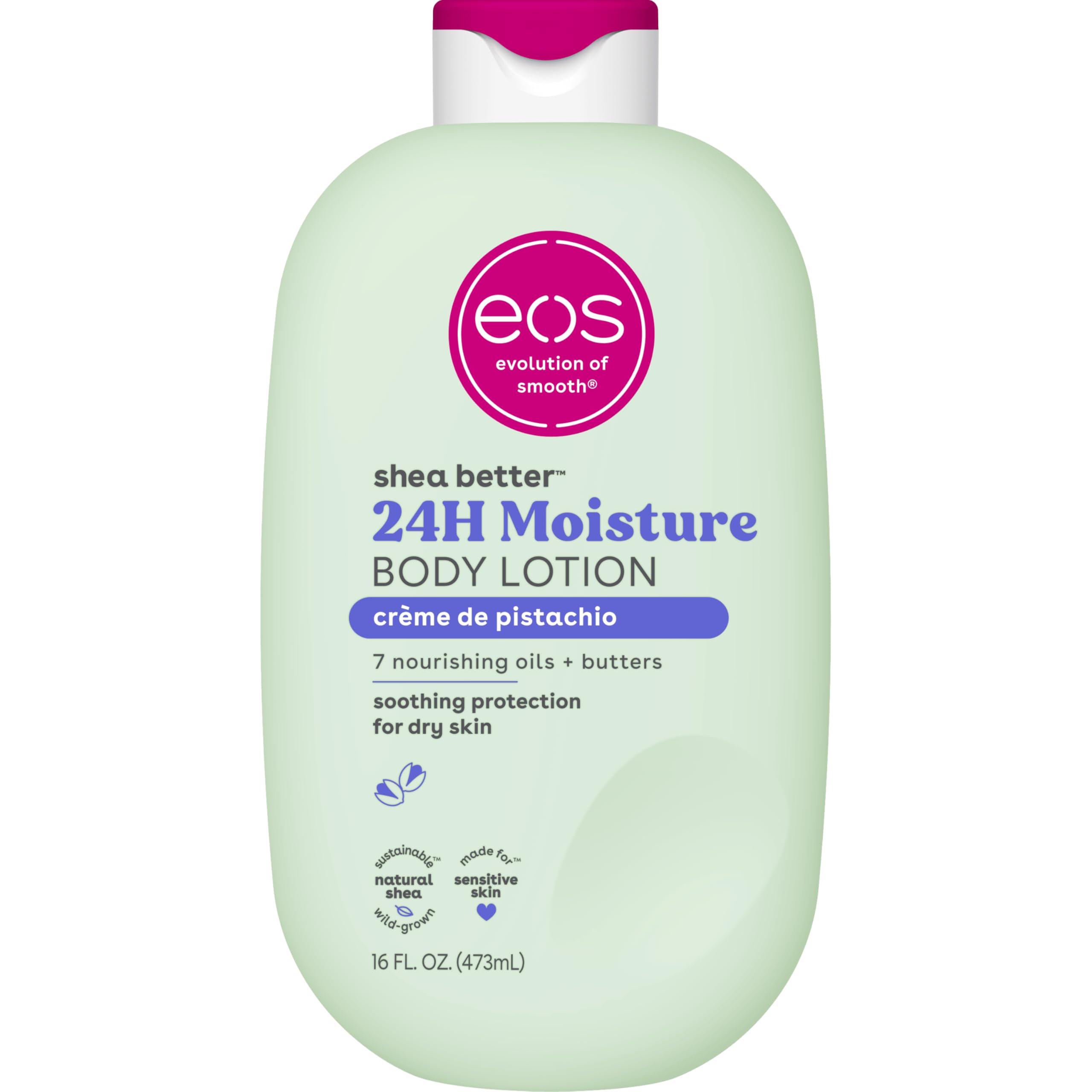 eos Shea Better Body Lotion Vanilla Cashmere, 24-Hour Moisture Skin Care, Lightweight & Non-Greasy, Natural Shea, Vegan, Vanilla Body Lotion, 16 fl oz