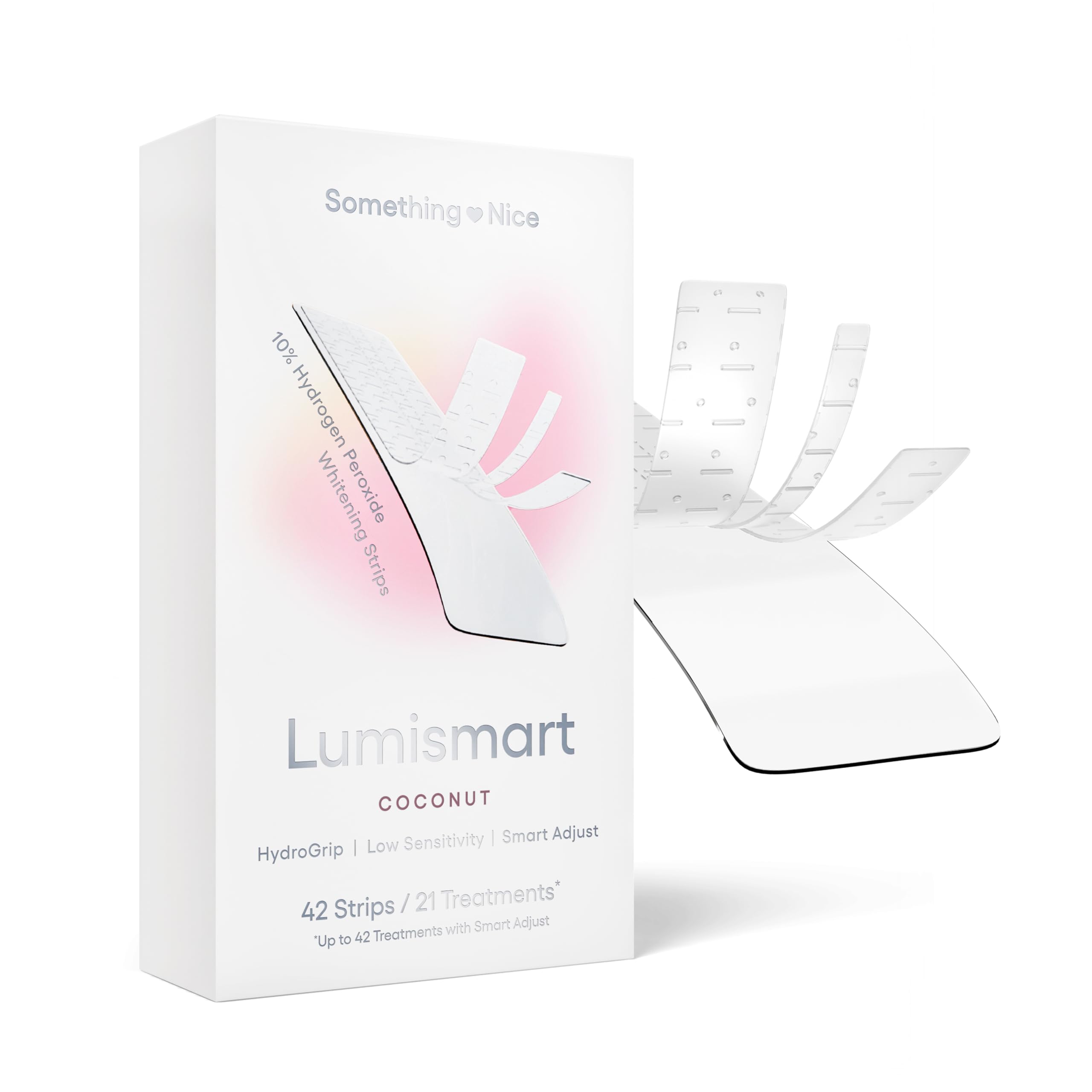 Something Nice Lumismart Whitening Strips - Dentist-Designed, Enamel Safe, up to 42 Treatments with Smart Adjust - Teeth Whitening Strips in Watermelon for Sensitive Teeth