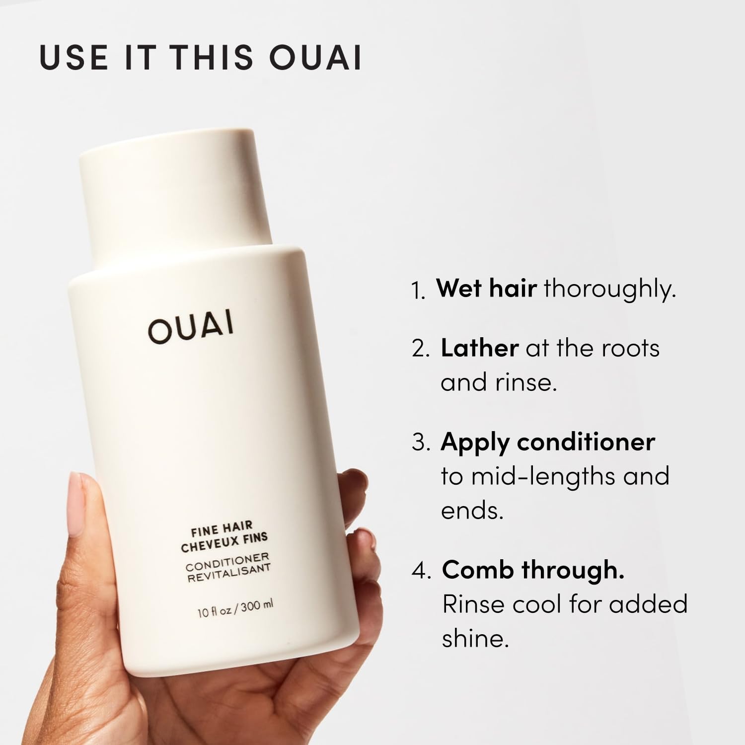 OUAI Fine Shampoo and Conditioner Set - Sulfate Free Shampoo and Conditioner for Women & Men - Made with Keratin, Marshmallow Root, Shea Butter & Avocado Oil - Free of Parabens & Phthalates (10 Fl Oz)
