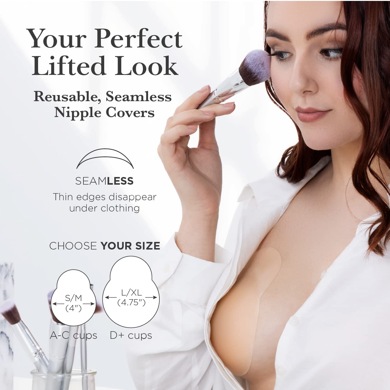 Nippies Reusable Nipple Covers, Skin Safe Pasties in Circle or Lift Style | Dermatologist Tested Adhesive Pasties, Sticky Up to 20 Wears, Stays On through Sweaty Summer Heat, Travel Case Included