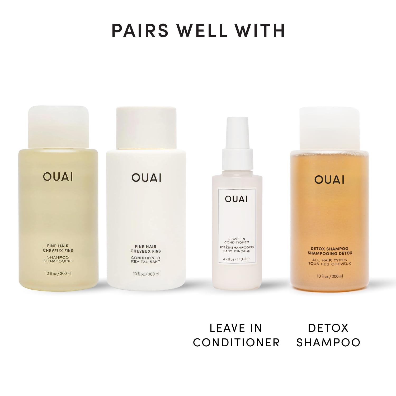 OUAI Fine Shampoo and Conditioner Set - Sulfate Free Shampoo and Conditioner for Women & Men - Made with Keratin, Marshmallow Root, Shea Butter & Avocado Oil - Free of Parabens & Phthalates (10 Fl Oz)