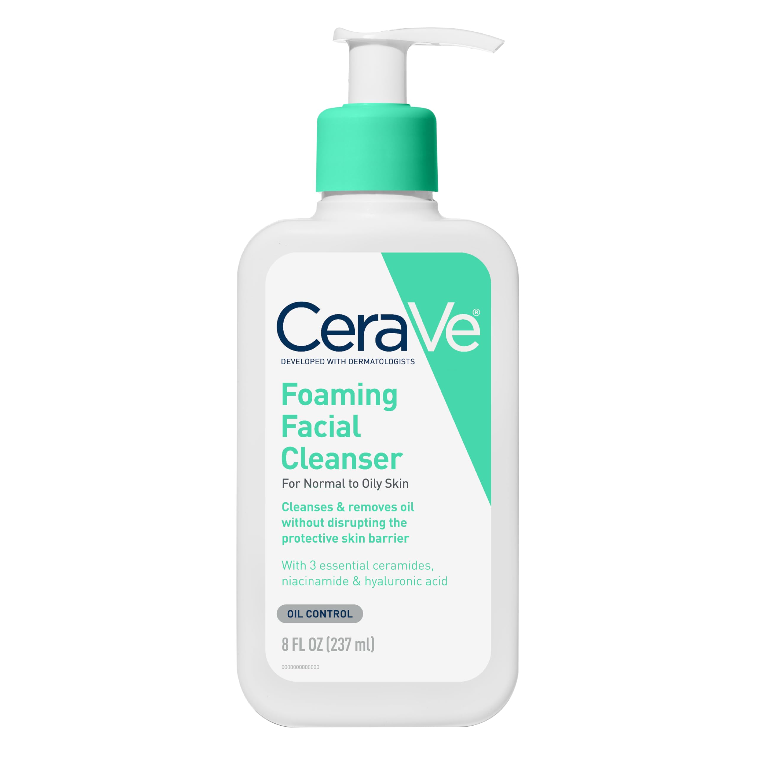 CeraVe Foaming Facial Cleanser, Face Wash for Oily Skin, 16fl oz | Skin Care with Hyaluronic Acid & Niacinamide, Makeup Remover, Daily Face Wash For Men & Women, Fragrance Free, Oil Control
