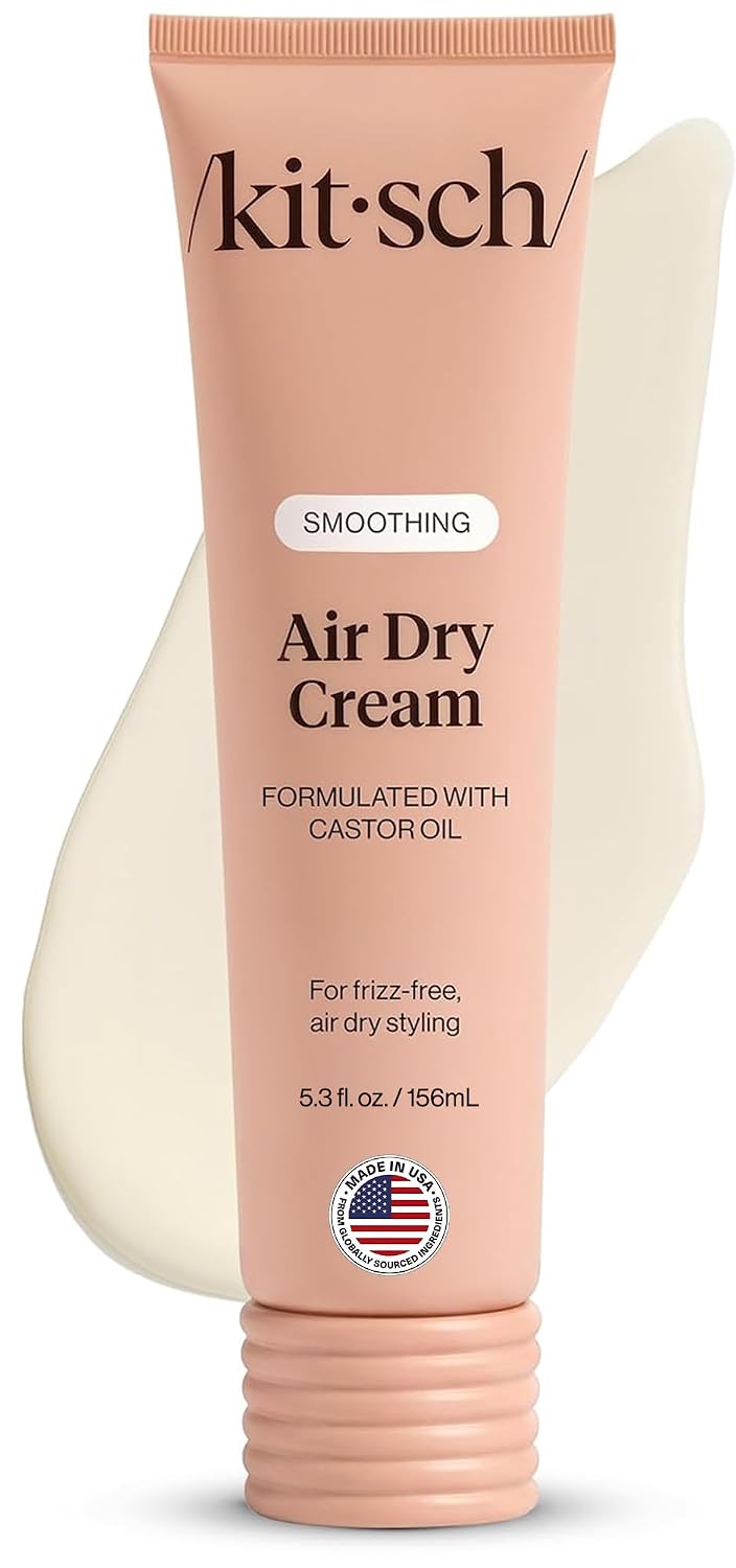 Kitsch Smoothing Air Dry Cream – With Castor Oil & Coconut Oil - 5.3 oz | Frizz Control Hair Care Product – Lightweight Hair Styling Products – Enhances Natural Hair Texture Appearance