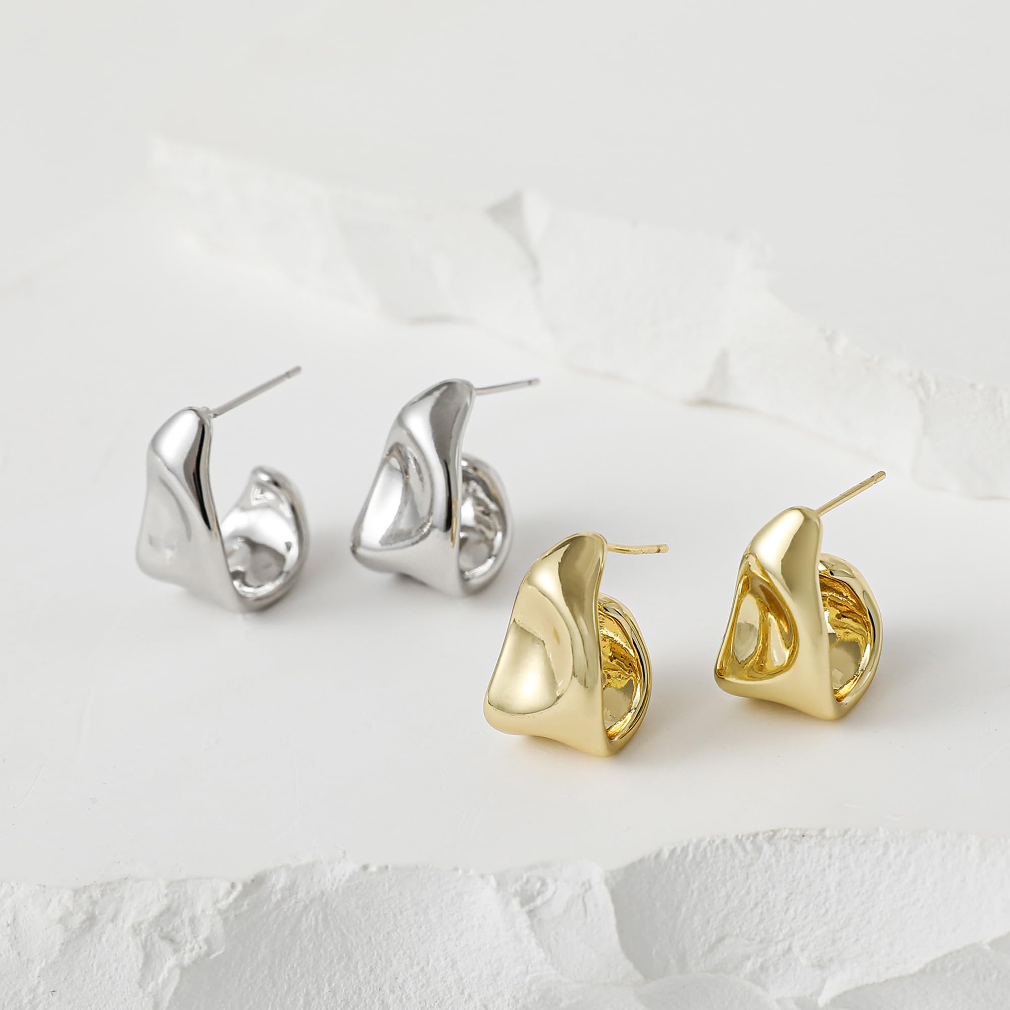 SHERLOVE Chunky Knot Gold Earrings Women Statement Drop Dangle Earrings | 14K Gold Plated Hypoallergenic Lightweight,Trendy Dainty Elegant Cute,Women Gold Jewelry Fashion Accessories Gifts
