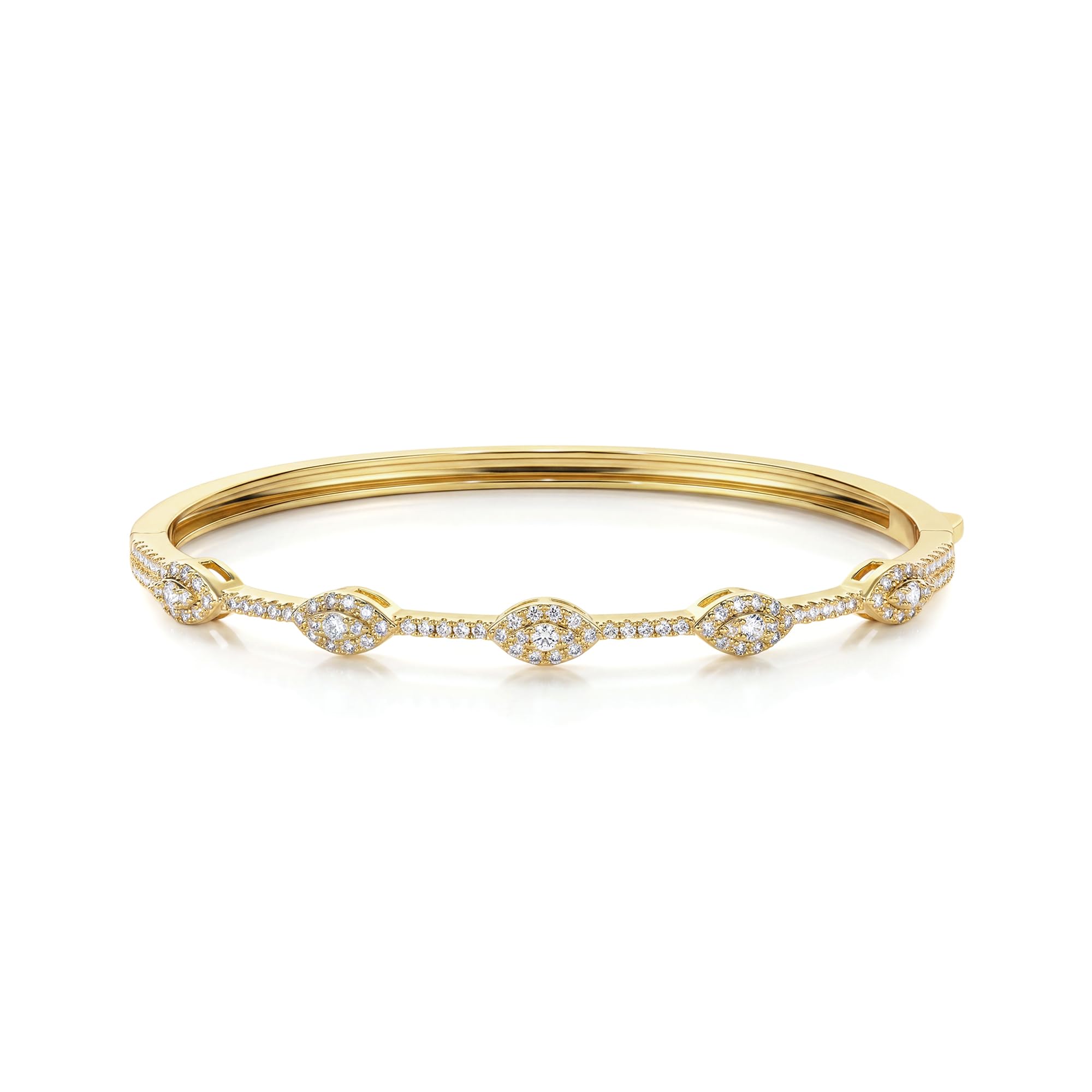 Gold Bracelets For Women, 14k Gold Filled Bangle Bracelets | Chunky Hinged Bangle Bracelets,Bangle Bracelets Non Tarnish, Jewelry For Women-Wavy Evil Eye Round Recetangle Marquise Cut