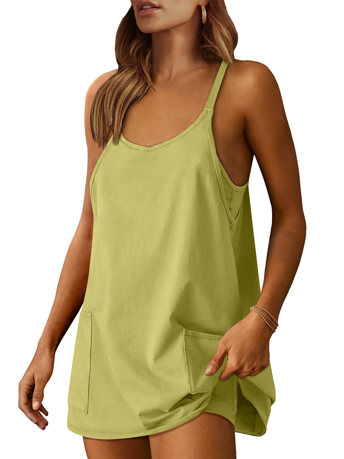 ANRABESS Women Athletic Dress Summer Tennis Workout Active Sports Mini Romper Dress Built in Shorts Travel Vacation Clothes