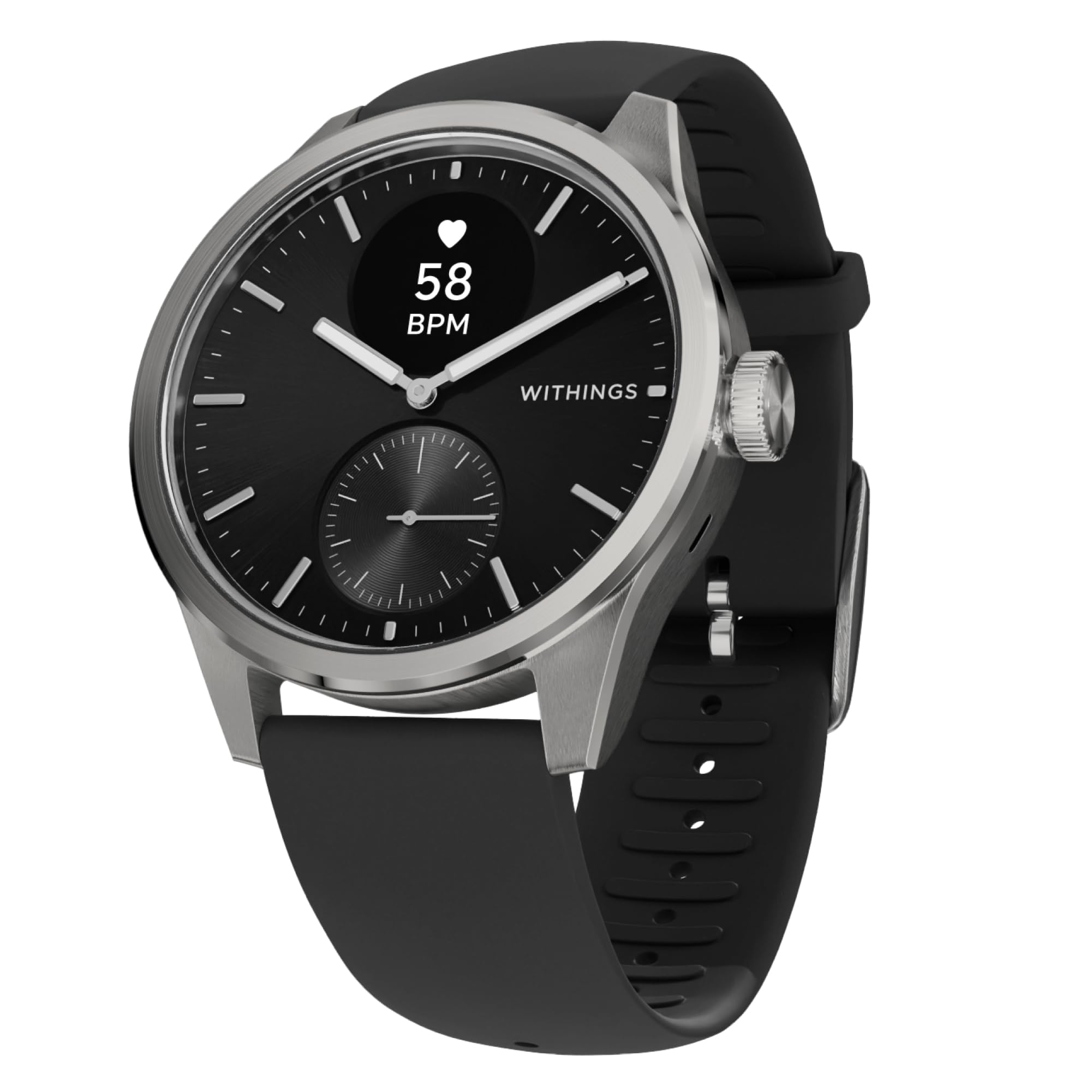 WITHINGS ScanWatch 2 - Hybrid Smart Watch, Heart Rate Monitoring, Fitness Tracker, Cycle Tracker, Sleep Monitoring, GPS Tracker, 30-Day Battery Life, Android & Apple Compatible, HSA/FSA