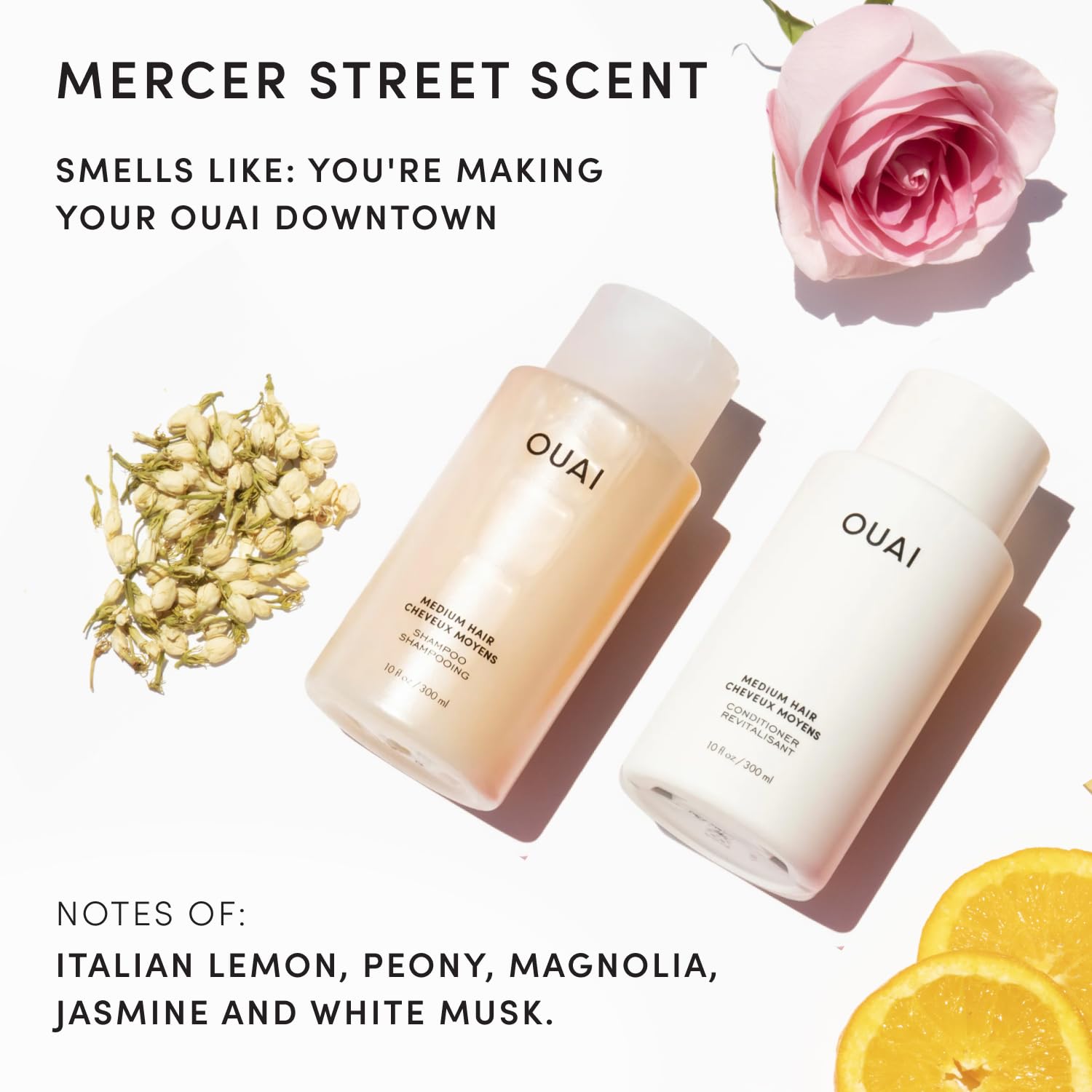 OUAI Fine Shampoo and Conditioner Set - Sulfate Free Shampoo and Conditioner for Women & Men - Made with Keratin, Marshmallow Root, Shea Butter & Avocado Oil - Free of Parabens & Phthalates (10 Fl Oz)