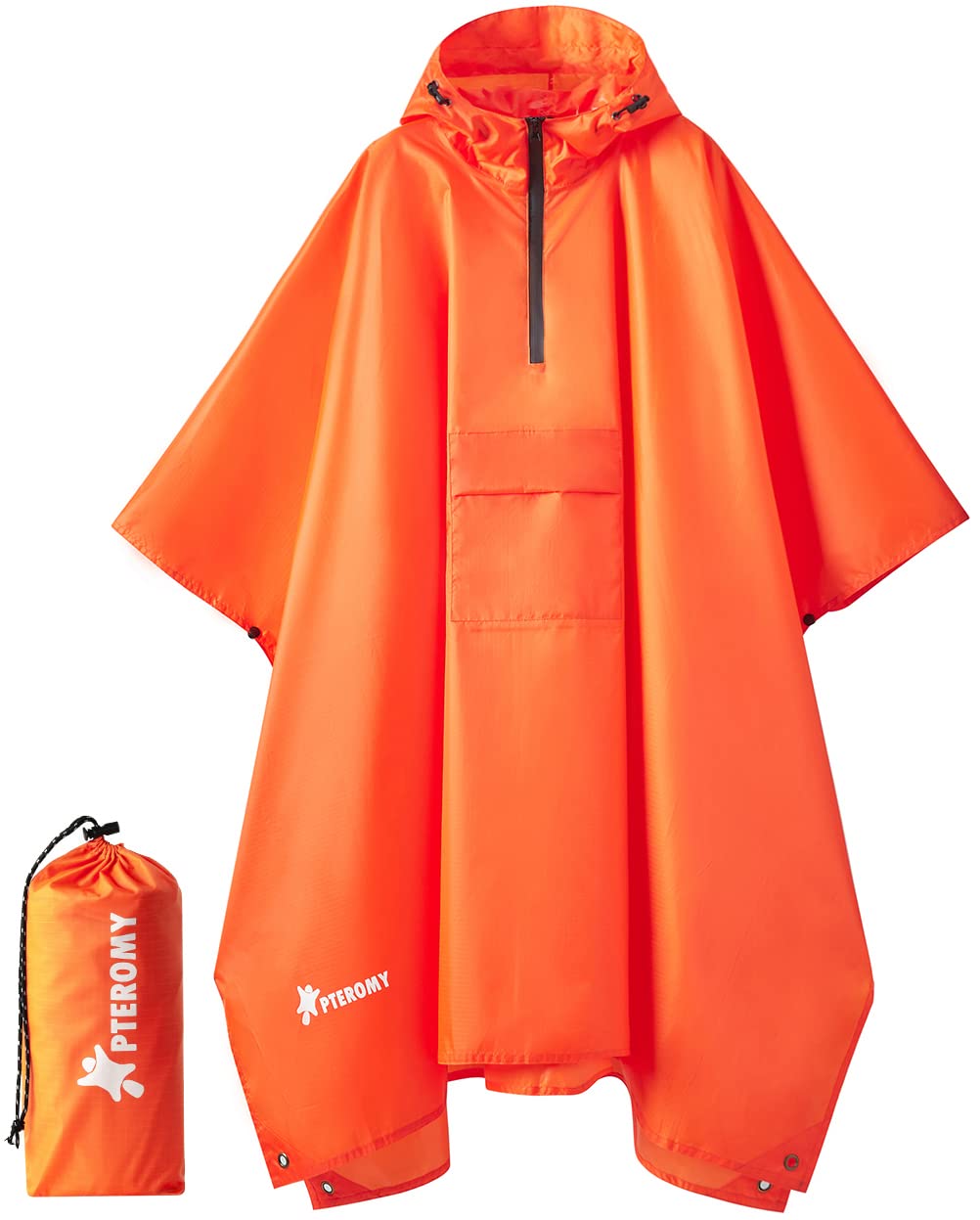 PTEROMY 3-in-1 Hooded Rain Poncho for Adult with Pocket, Waterproof Lightweight Unisex Raincoat for Hiking Camping Emergency