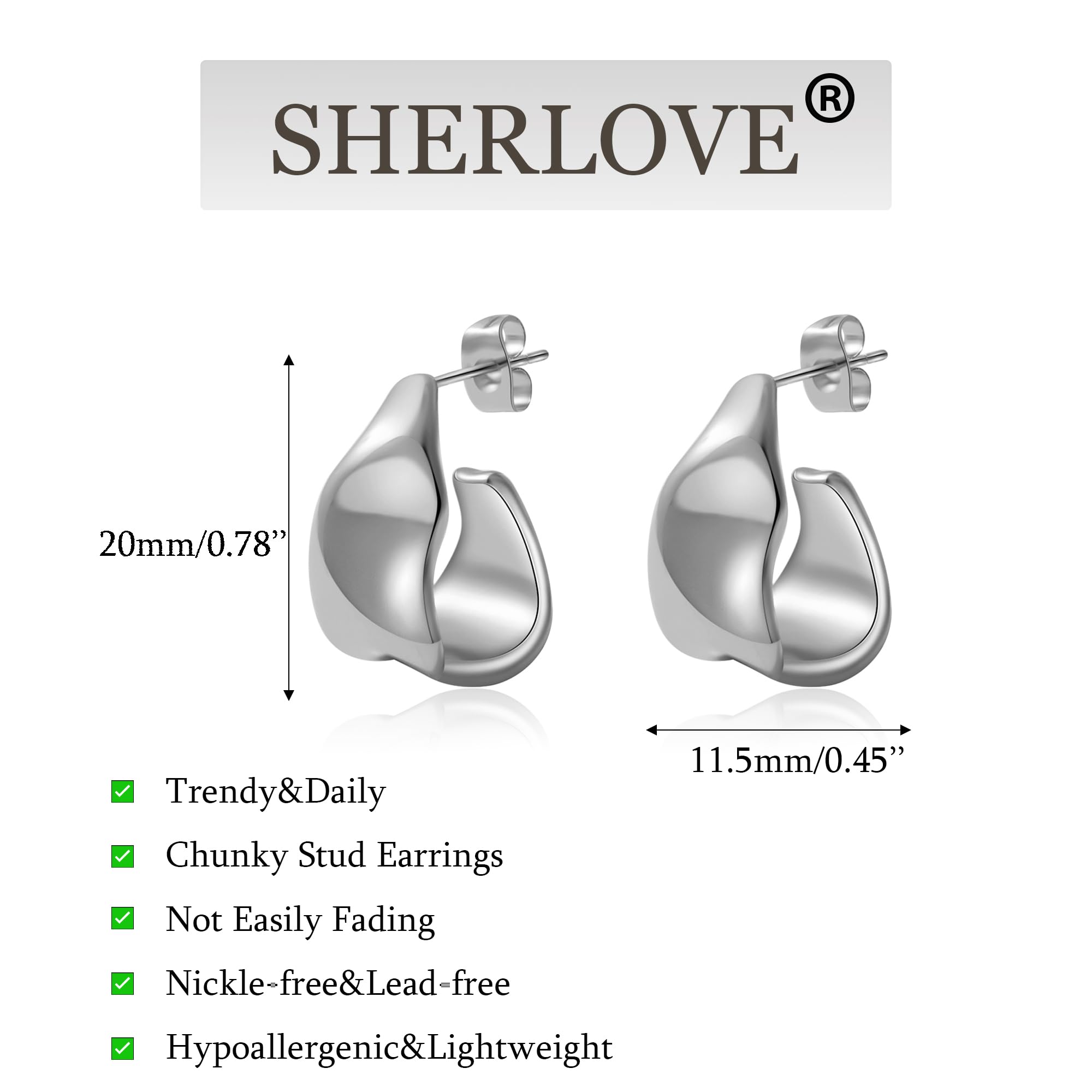 SHERLOVE Chunky Knot Gold Earrings Women Statement Drop Dangle Earrings | 14K Gold Plated Hypoallergenic Lightweight,Trendy Dainty Elegant Cute,Women Gold Jewelry Fashion Accessories Gifts
