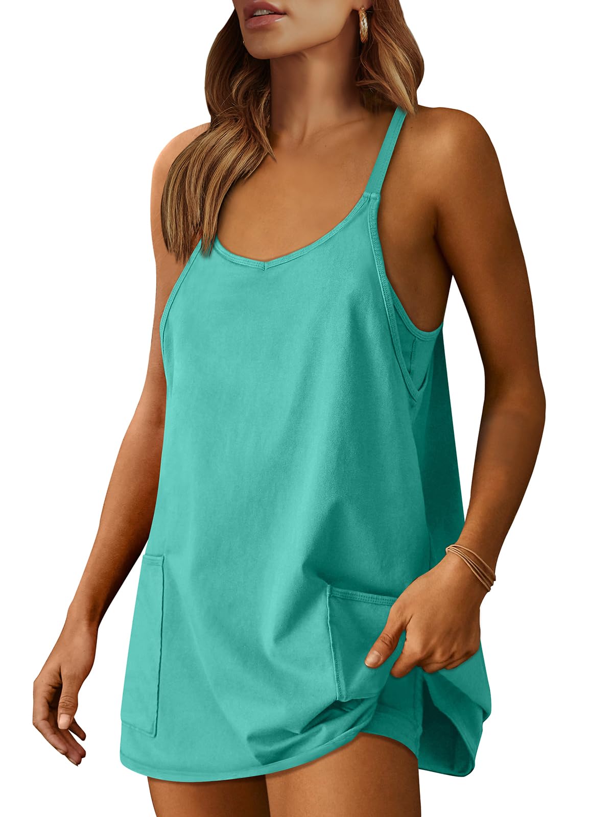 ANRABESS Women Athletic Dress Summer Tennis Workout Active Sports Mini Romper Dress Built in Shorts Travel Vacation Clothes