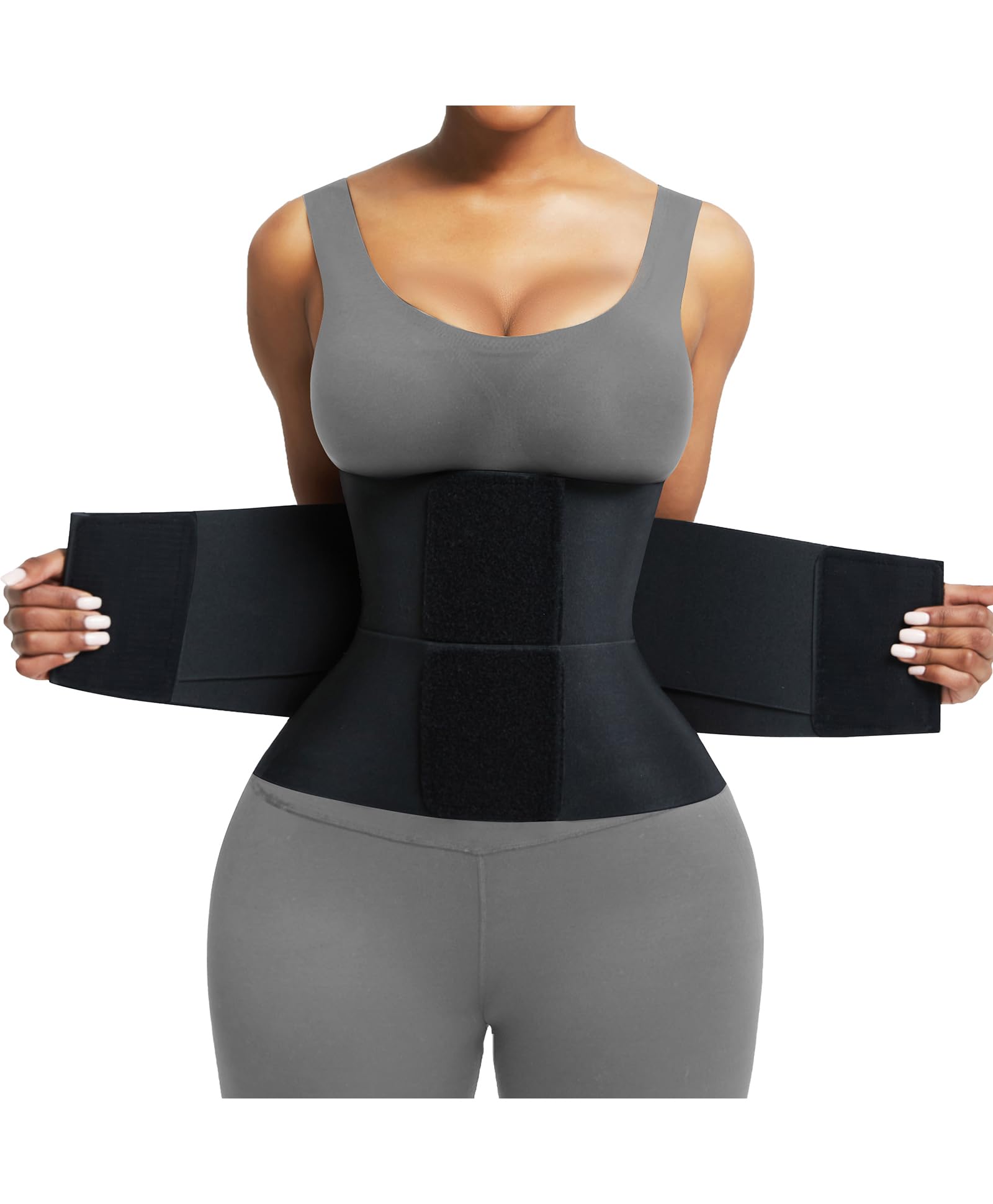 FeelinGirl Waist Trainer Belt Cincher Corset Tummy Control Faja Body Shaper | Hourglass Shaping, Triple Wrap, Hook-loop Closure, Postpartum Gym Workout, Underbust Girdle, Perspiring Fabric
