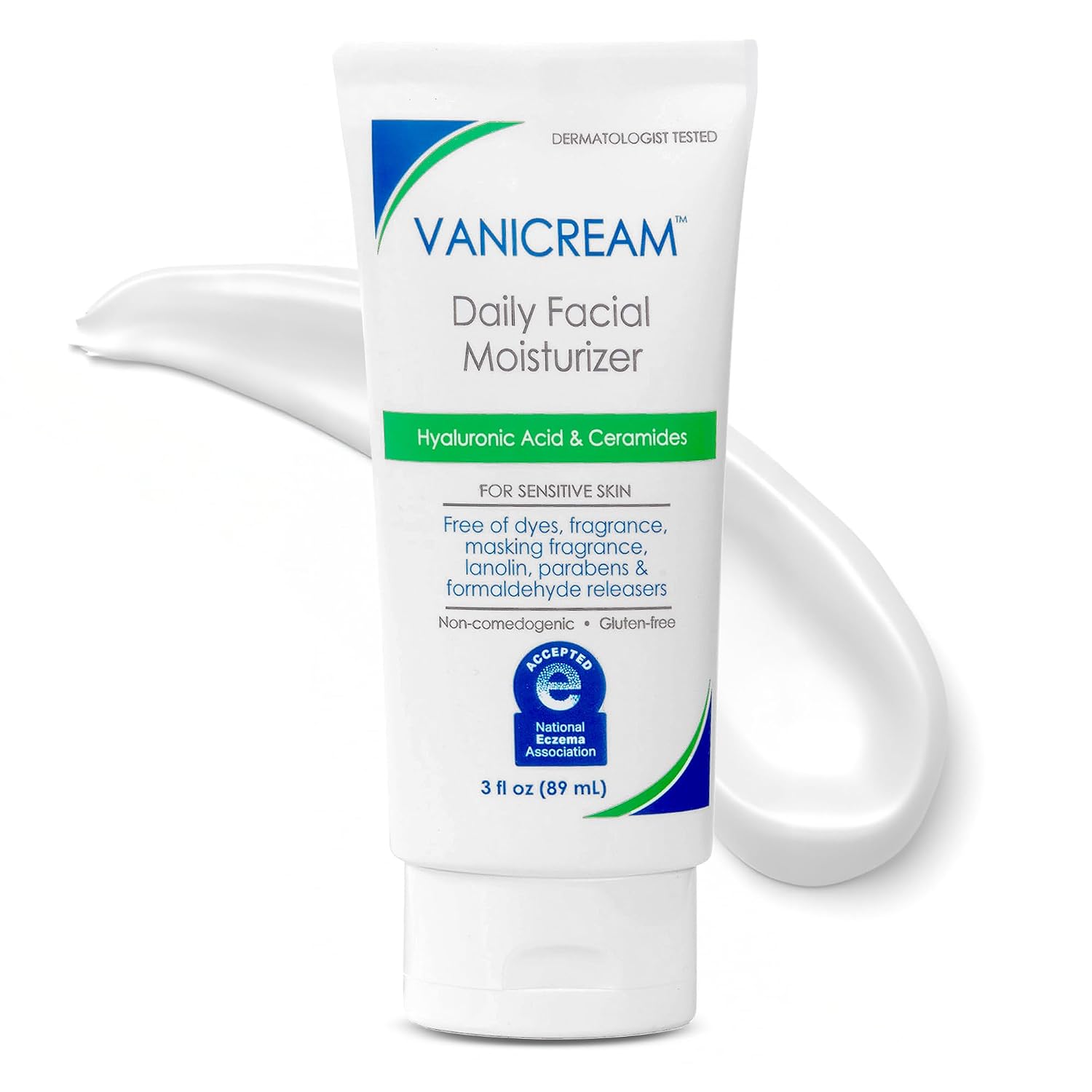 Vanicream Daily Facial Moisturizer, Face Cream with 5 Key Cermides & Hyaluronic Acid, 3 Fl Oz, Formulated Without Common Irritants for Sensitive Skin, Lightweight, Non-Greasy Hydration