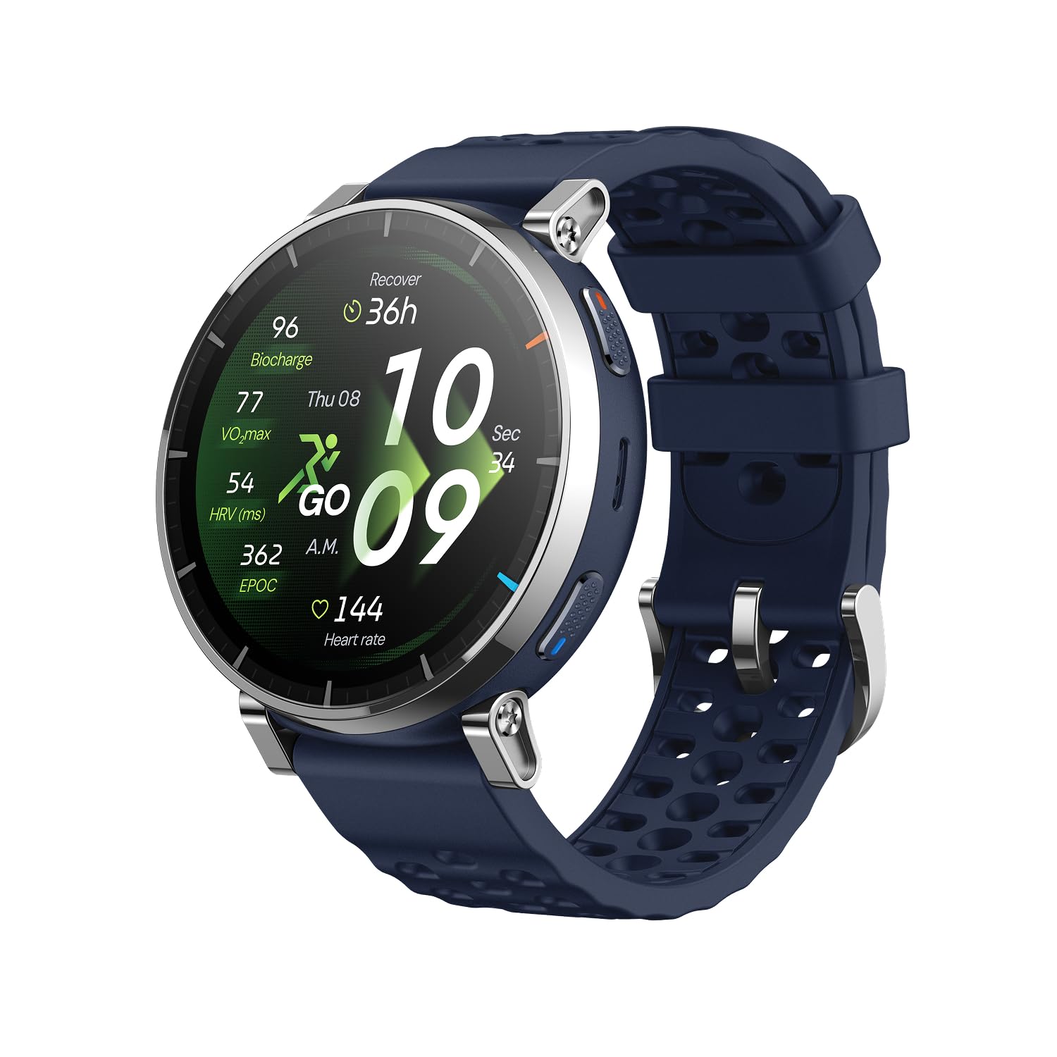 Amazfit Active 3 Smart Watch, 1.32" AMOLED Sapphire Glass, GPS, iOS/Android | 45mm, 12-Day Battery, Water-Resistant, 4GB Storage, Offline Maps, 170 Workout Modes, Heart Ratet Tracker