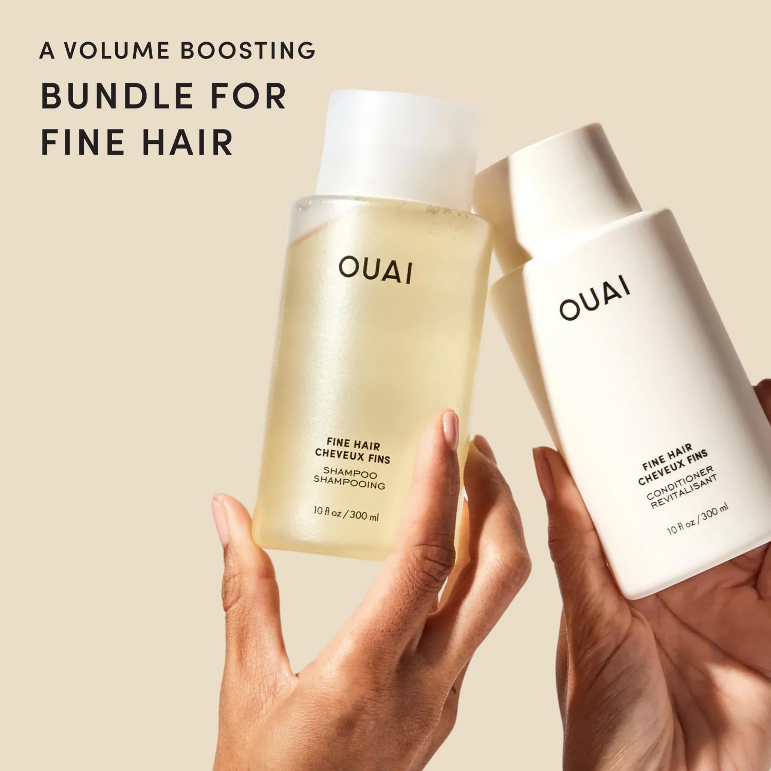 OUAI Fine Shampoo and Conditioner Set - Sulfate Free Shampoo and Conditioner for Women & Men - Made with Keratin, Marshmallow Root, Shea Butter & Avocado Oil - Free of Parabens & Phthalates (10 Fl Oz)