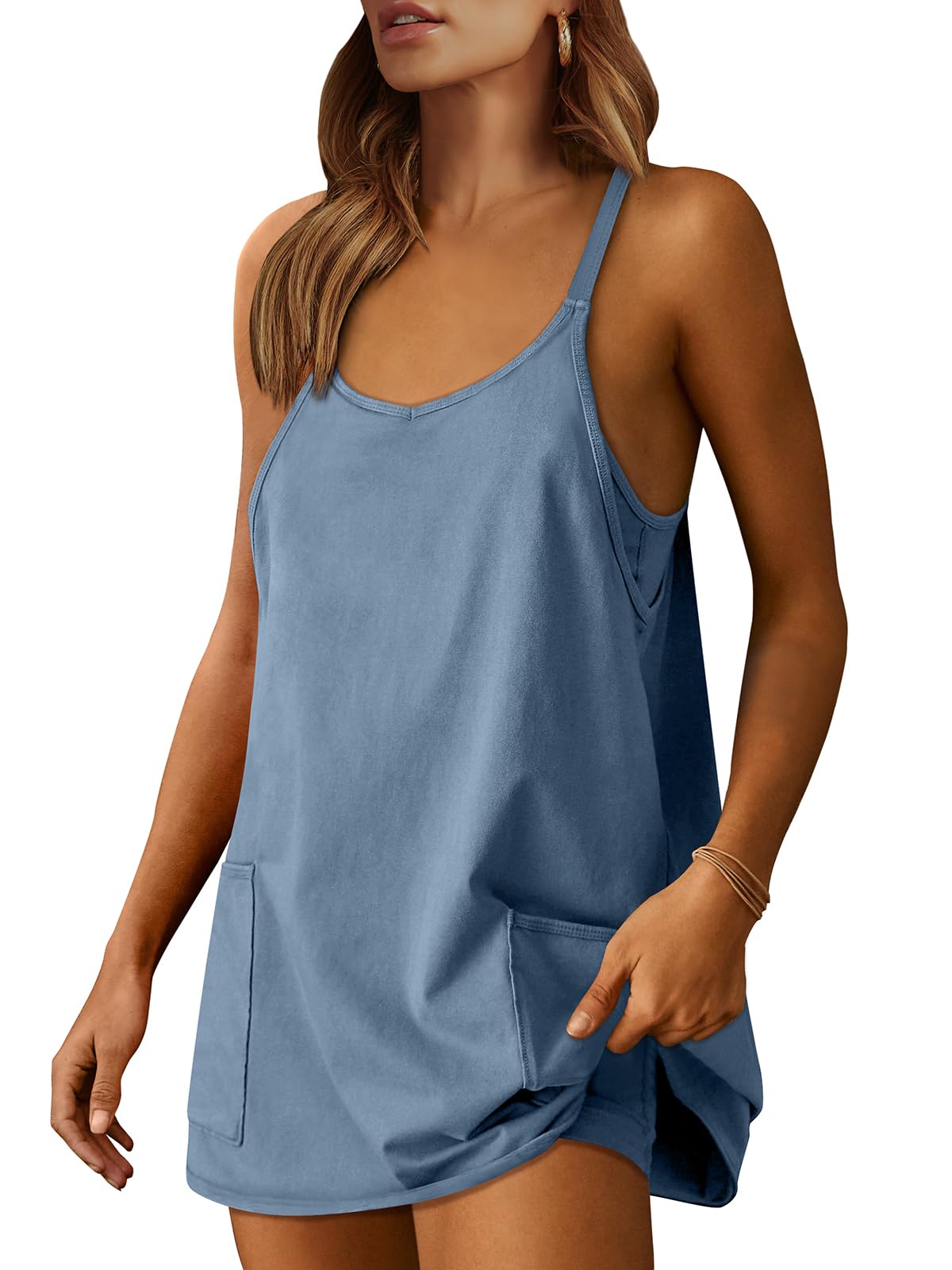 ANRABESS Women Athletic Dress Summer Tennis Workout Active Sports Mini Romper Dress Built in Shorts Travel Vacation Clothes