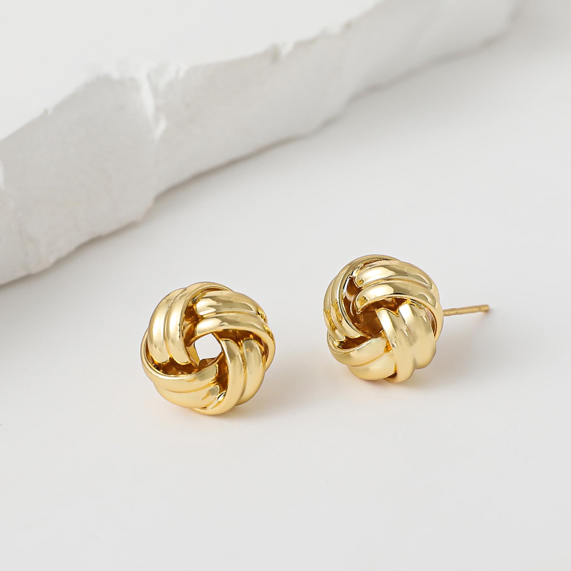 SHERLOVE Chunky Knot Gold Earrings Women Statement Drop Dangle Earrings | 14K Gold Plated Hypoallergenic Lightweight,Trendy Dainty Elegant Cute,Women Gold Jewelry Fashion Accessories Gifts