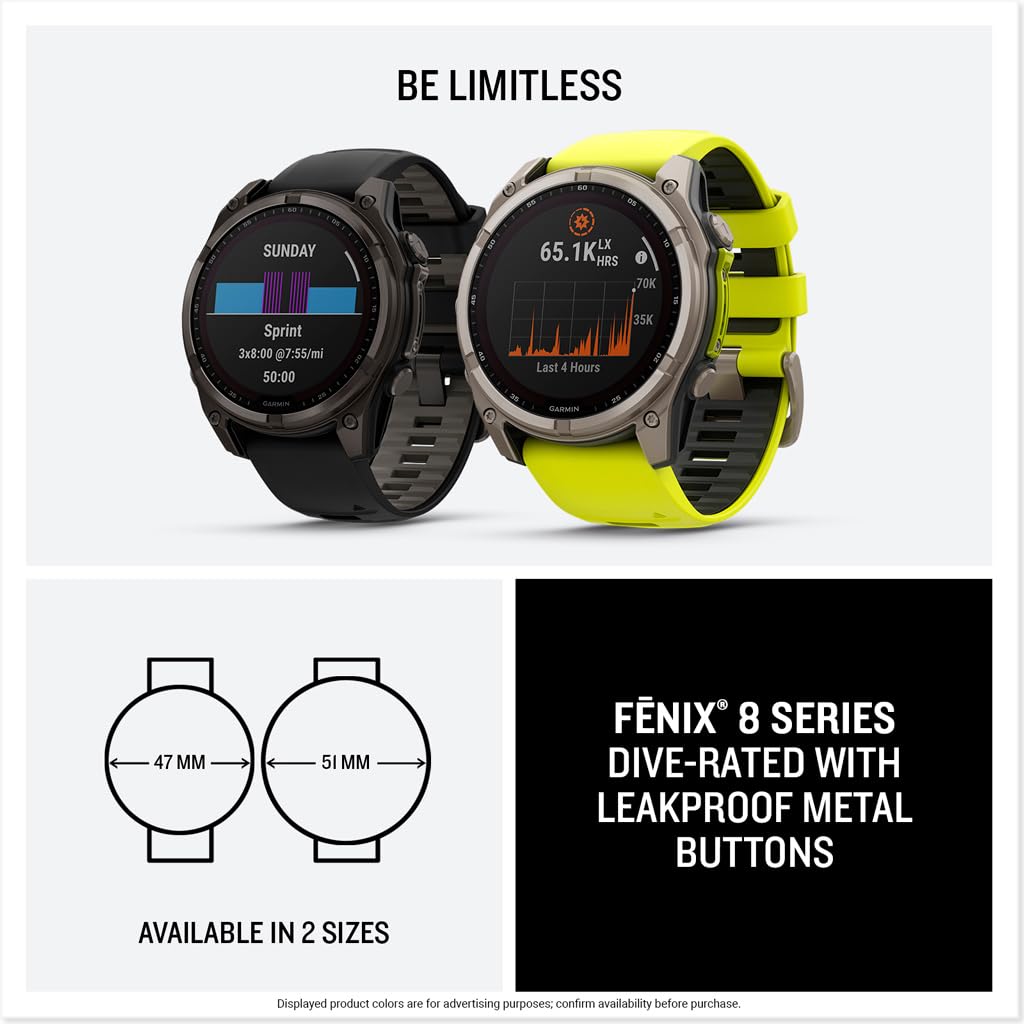 Garmin fēnix® 8, 47mm, Black | Premium Multisport Smartwatch, AMOLED Display, GPS, Built-In Flashlight, Dive-Rated, Built-In Speakers & Mic