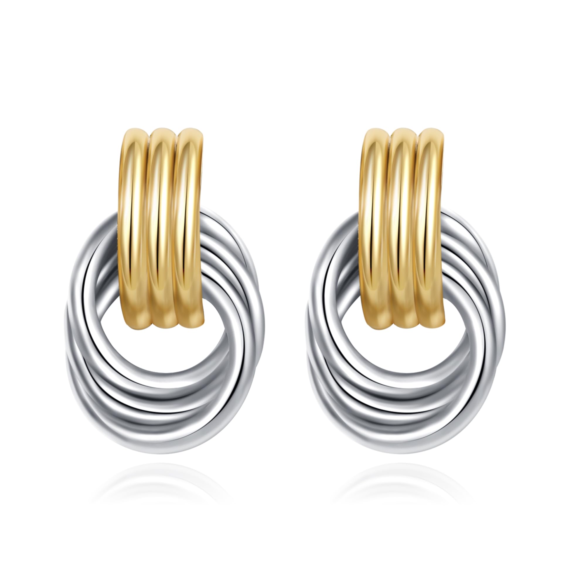 SHERLOVE Chunky Knot Gold Earrings Women Statement Drop Dangle Earrings | 14K Gold Plated Hypoallergenic Lightweight,Trendy Dainty Elegant Cute,Women Gold Jewelry Fashion Accessories Gifts