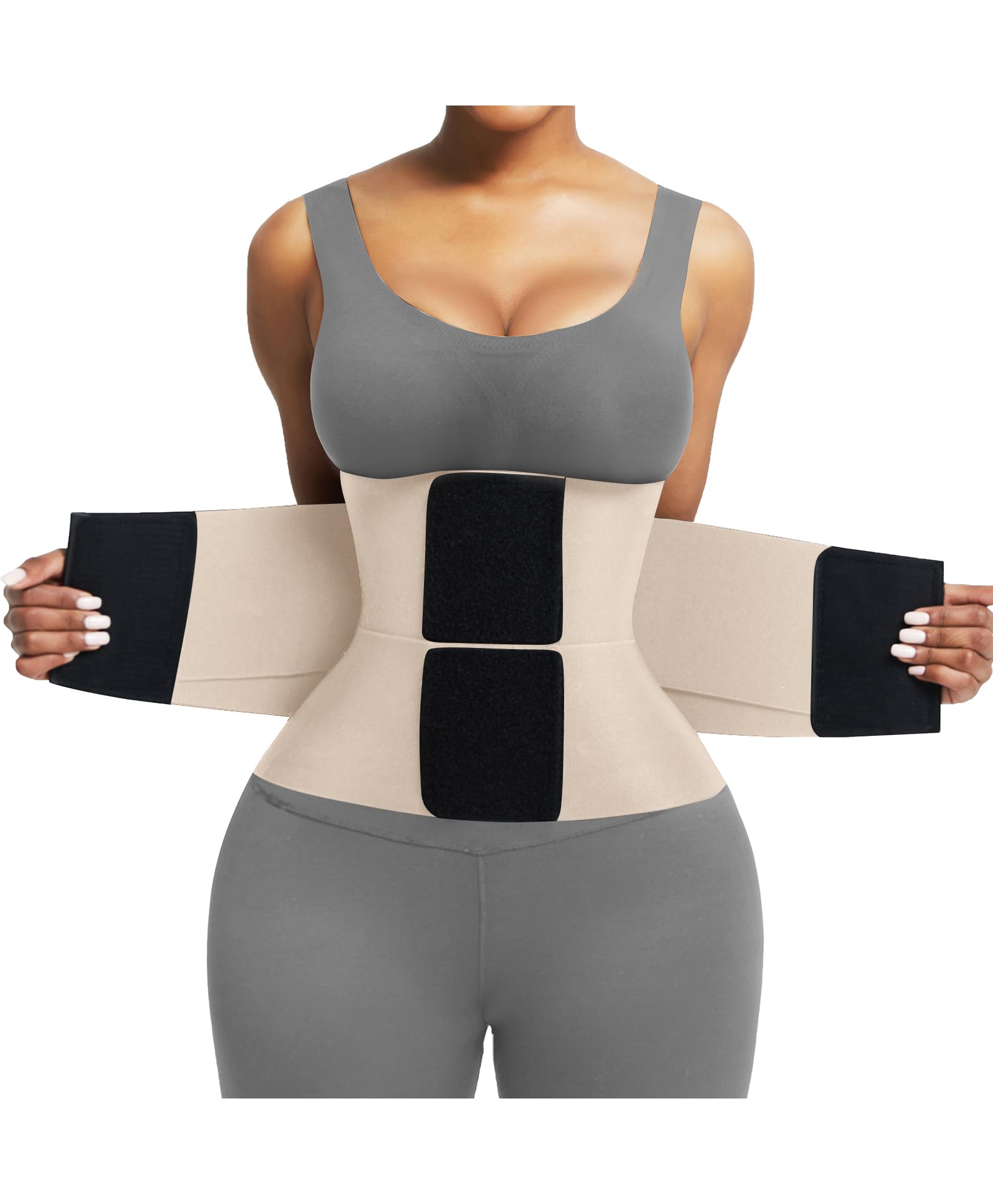 FeelinGirl Waist Trainer Belt Cincher Corset Tummy Control Faja Body Shaper | Hourglass Shaping, Triple Wrap, Hook-loop Closure, Postpartum Gym Workout, Underbust Girdle, Perspiring Fabric
