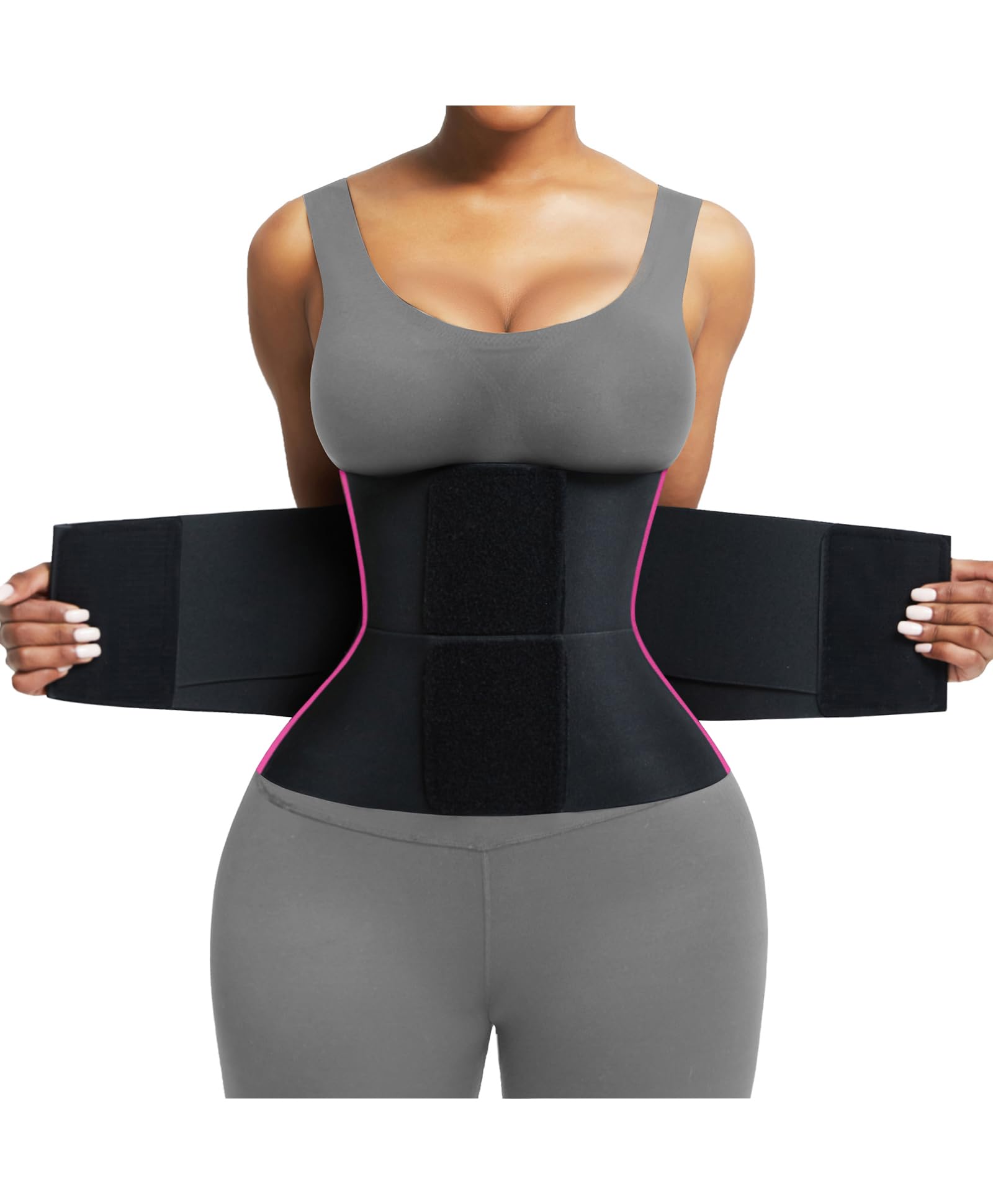 FeelinGirl Waist Trainer Belt Cincher Corset Tummy Control Faja Body Shaper | Hourglass Shaping, Triple Wrap, Hook-loop Closure, Postpartum Gym Workout, Underbust Girdle, Perspiring Fabric