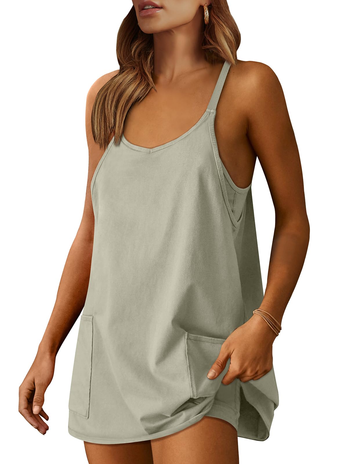 ANRABESS Women Athletic Dress Summer Tennis Workout Active Sports Mini Romper Dress Built in Shorts Travel Vacation Clothes