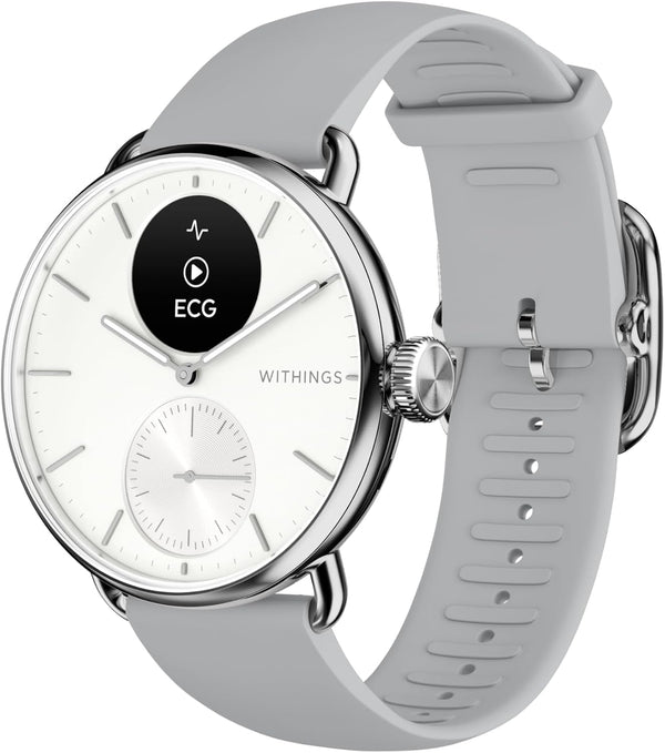 WITHINGS ScanWatch 2 - Hybrid Smart Watch, Heart Rate Monitoring, Fitness Tracker, Cycle Tracker, Sleep Monitoring, GPS Tracker, 30-Day Battery Life, Android & Apple Compatible, HSA/FSA
