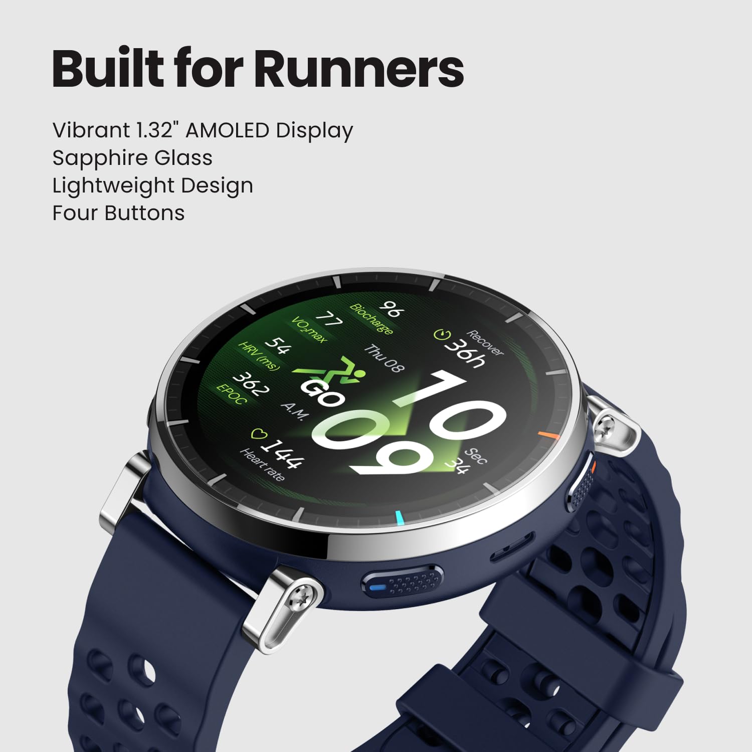 Amazfit Active 3 Smart Watch, 1.32" AMOLED Sapphire Glass, GPS, iOS/Android | 45mm, 12-Day Battery, Water-Resistant, 4GB Storage, Offline Maps, 170 Workout Modes, Heart Ratet Tracker