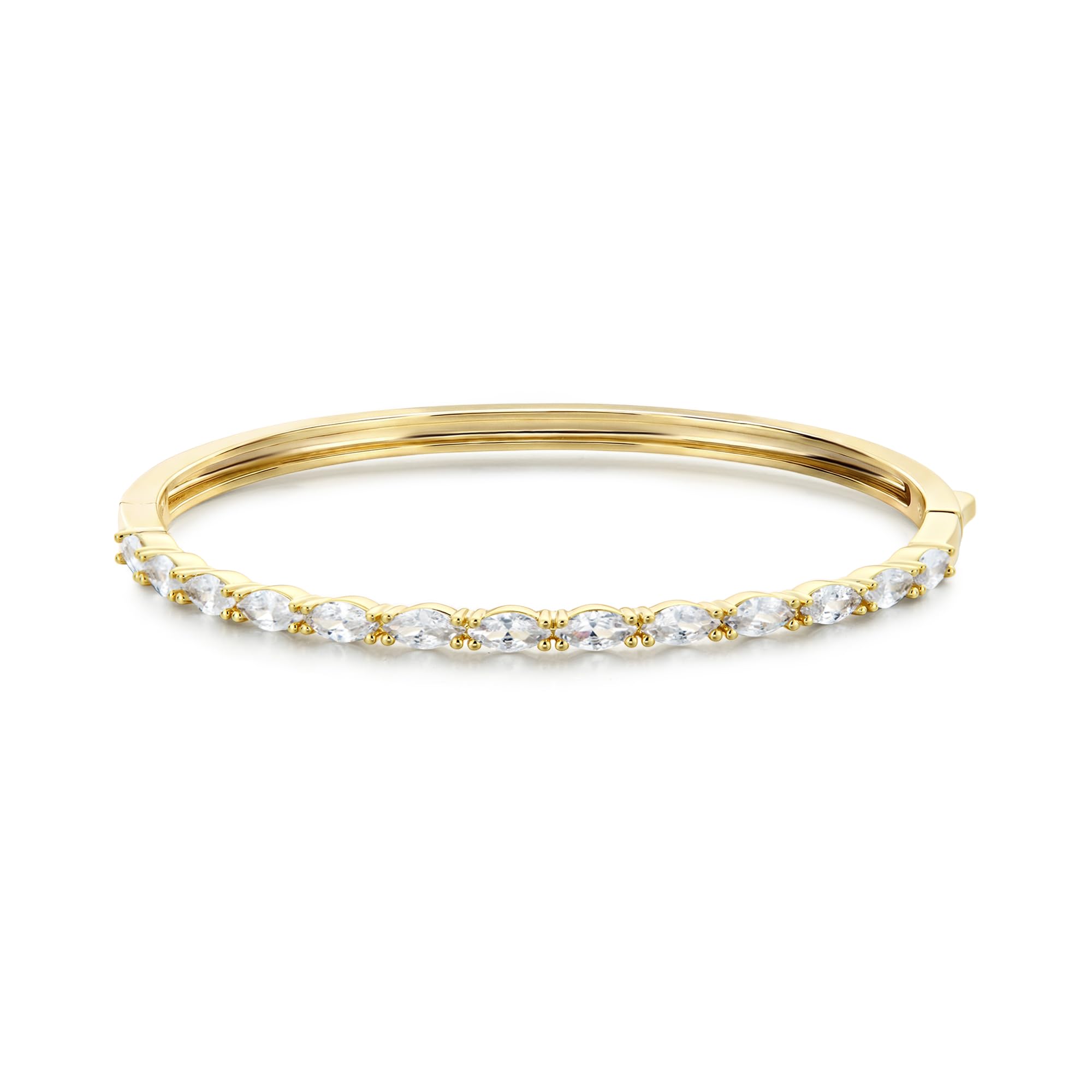Gold Bracelets For Women, 14k Gold Filled Bangle Bracelets | Chunky Hinged Bangle Bracelets,Bangle Bracelets Non Tarnish, Jewelry For Women-Wavy Evil Eye Round Recetangle Marquise Cut