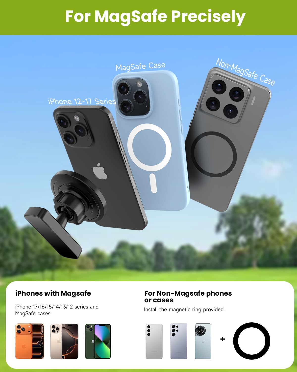 Magnetic Golf Cart Phone Holder, Golf Accessories for Men Golf Gifts Daddy | Premium Golf Cart Accessories For Men Dad Husband, Unique Magnet Phone Mount Holder, Golf Gift For Men, Car Accessory Father