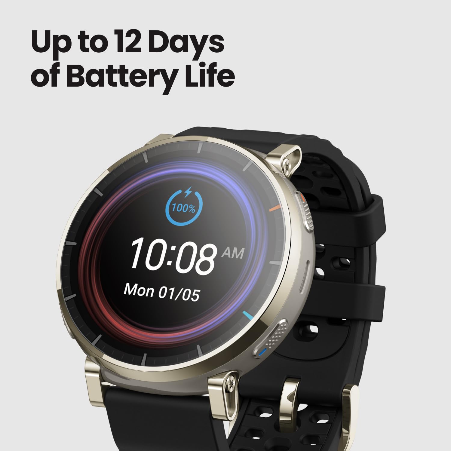Amazfit Active 3 Smart Watch, 1.32" AMOLED Sapphire Glass, GPS, iOS/Android | 45mm, 12-Day Battery, Water-Resistant, 4GB Storage, Offline Maps, 170 Workout Modes, Heart Ratet Tracker