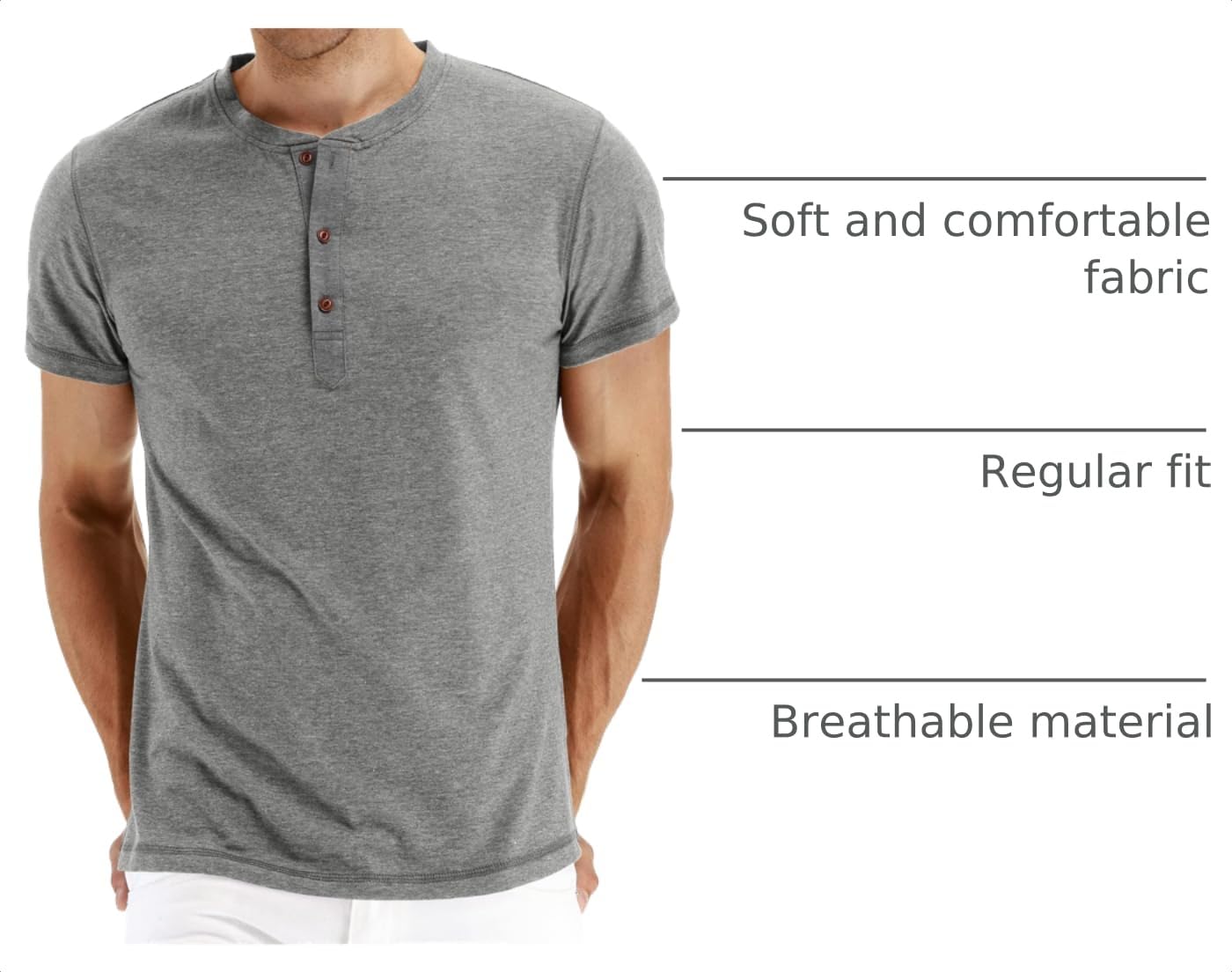 PEGENO Men's Fashion Casual Front Placket Short Sleeve Henley T-Shirts Cotton Shirts