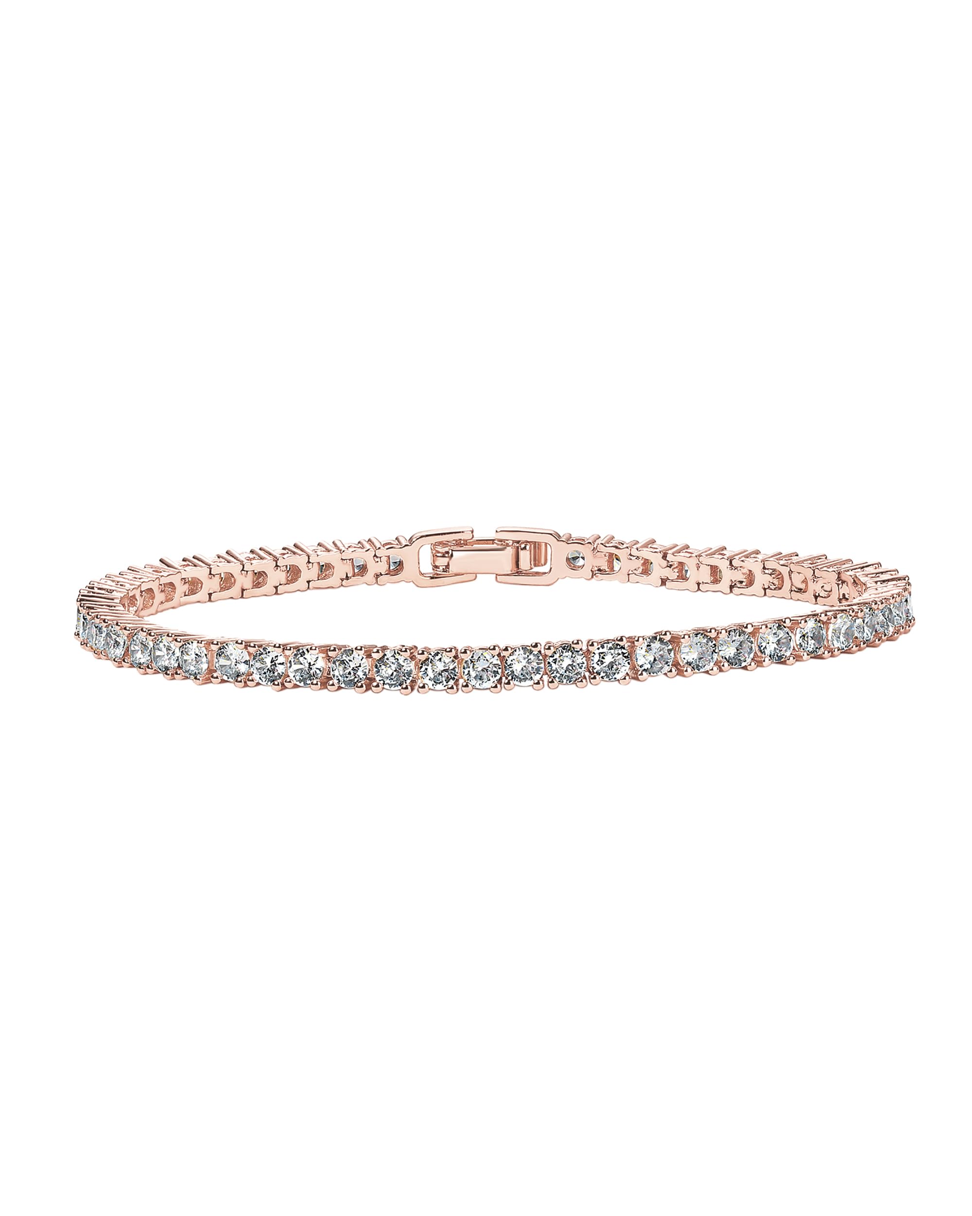 PAVOI 14K Gold Plated 3mm Cubic Zirconia Classic Tennis Bracelet | Gold Bracelets for Women | Stackable Bracelets for Women, 14K Gold Bracelets with CZ, Bracelet Stack