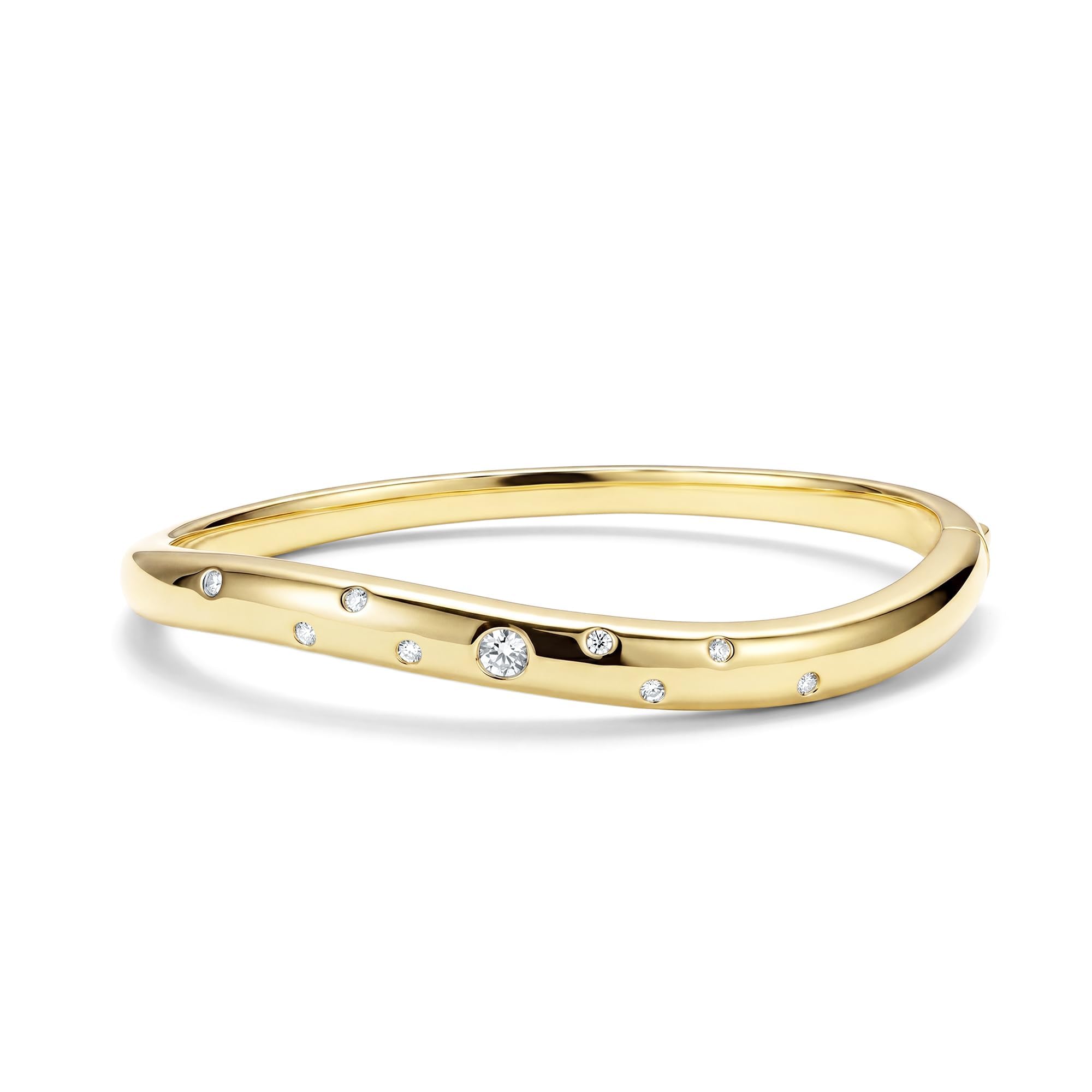 Gold Bracelets For Women, 14k Gold Filled Bangle Bracelets | Chunky Hinged Bangle Bracelets,Bangle Bracelets Non Tarnish, Jewelry For Women-Wavy Evil Eye Round Recetangle Marquise Cut
