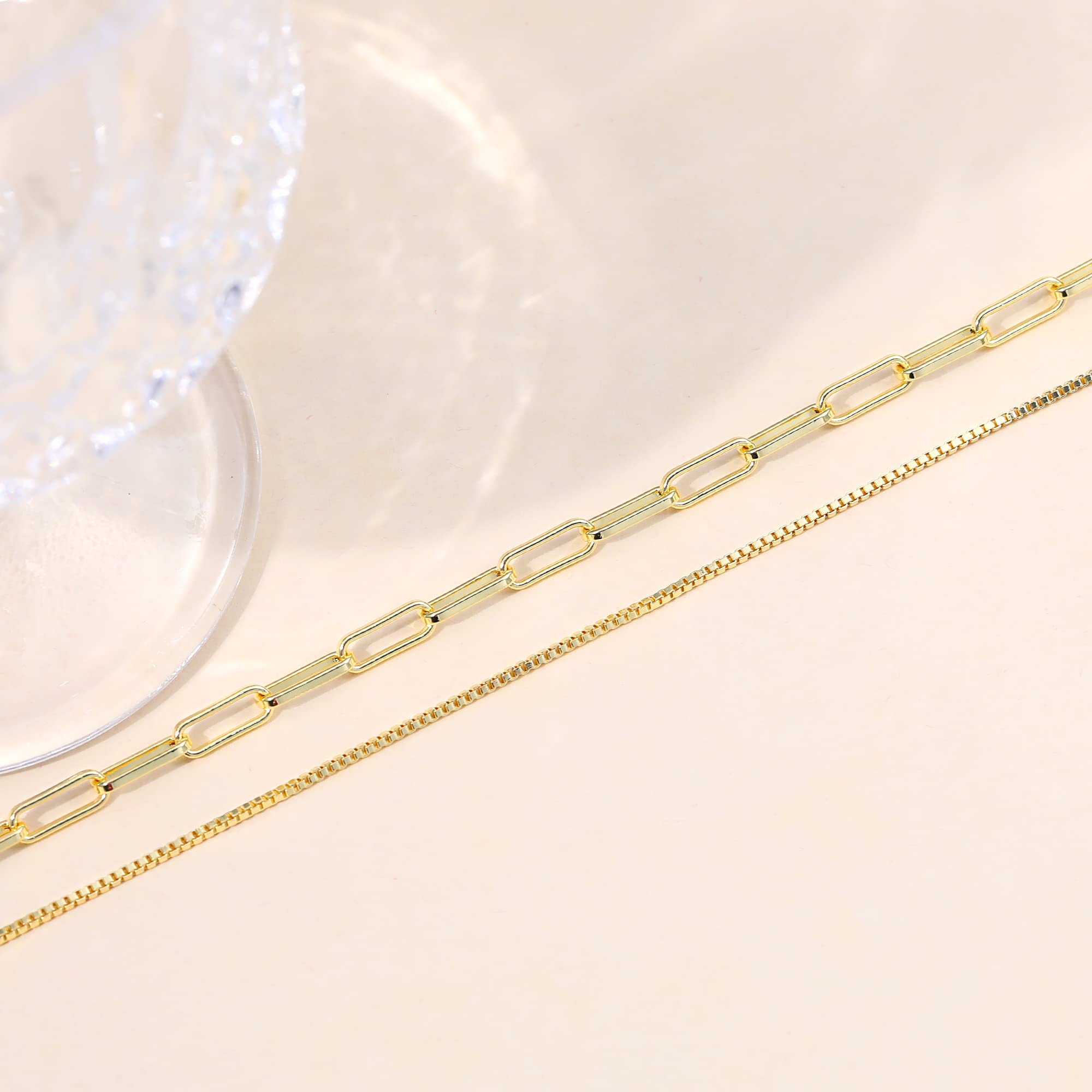 CHESKY 14K Gold Plated Layered Chain Necklace for Women | Trendy Cuban Link Chain, Chunky Paperclip Chain, Toggle Clasp Necklace, Fashion Gold Jewelry, Daily Gift for Women