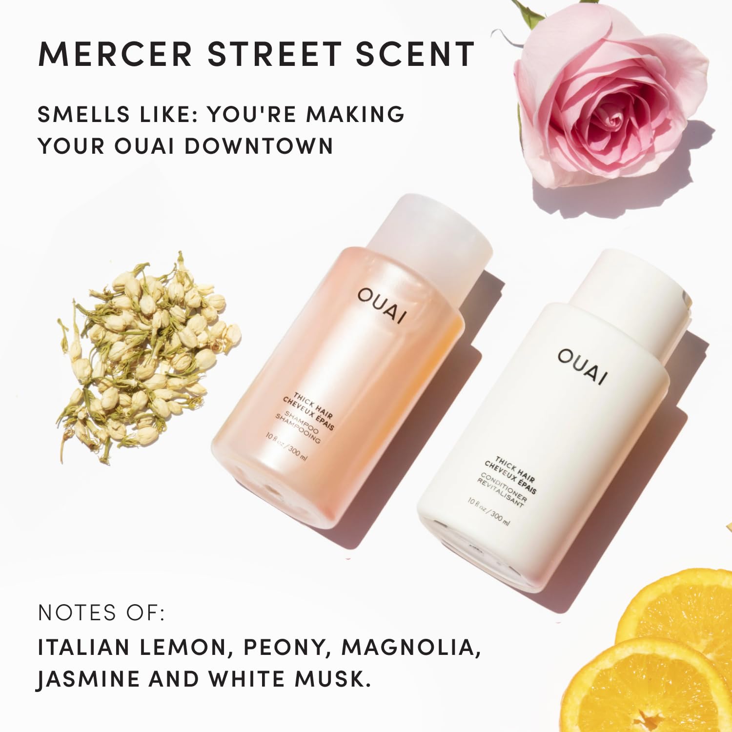 OUAI Fine Shampoo and Conditioner Set - Sulfate Free Shampoo and Conditioner for Women & Men - Made with Keratin, Marshmallow Root, Shea Butter & Avocado Oil - Free of Parabens & Phthalates (10 Fl Oz)