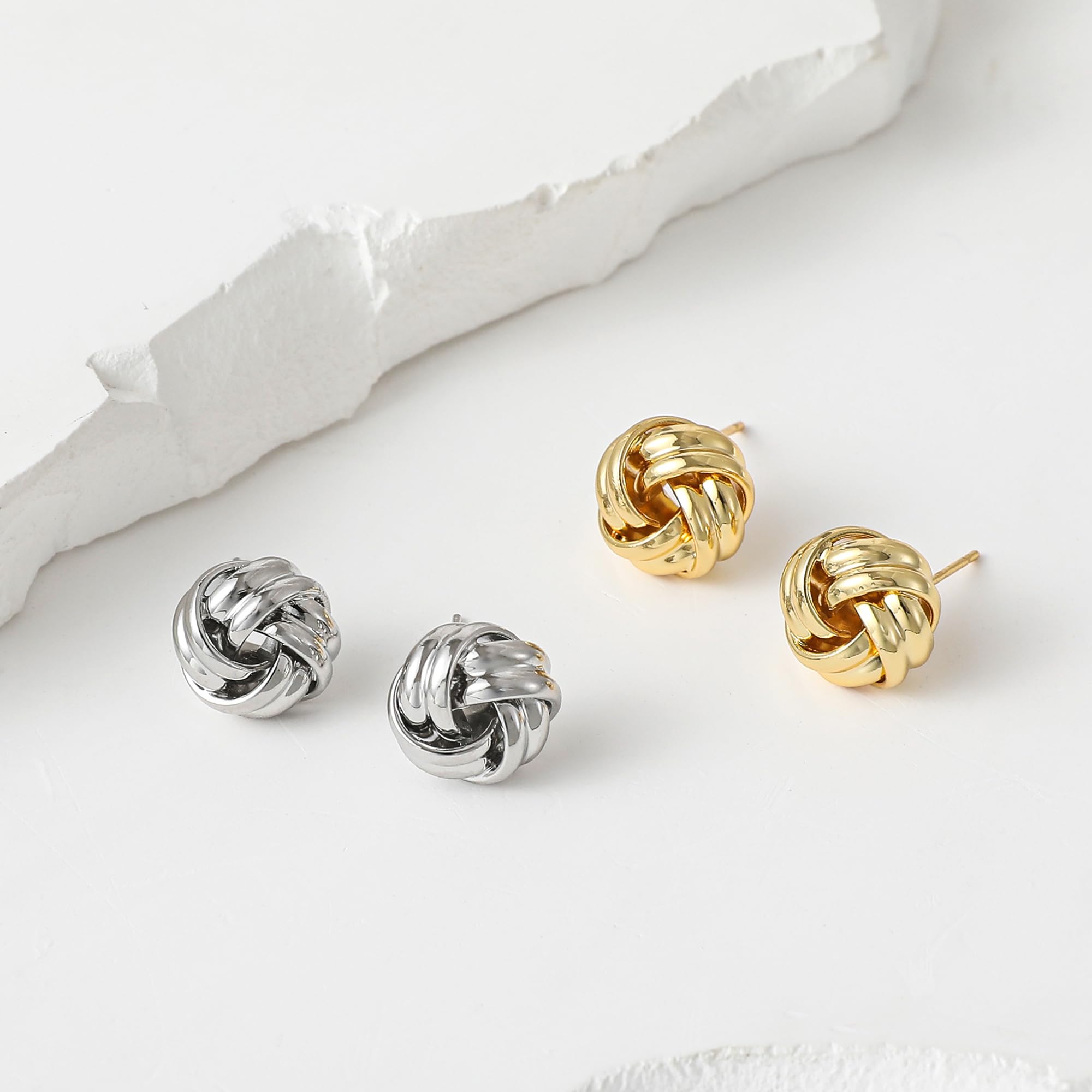 SHERLOVE Chunky Knot Gold Earrings Women Statement Drop Dangle Earrings | 14K Gold Plated Hypoallergenic Lightweight,Trendy Dainty Elegant Cute,Women Gold Jewelry Fashion Accessories Gifts
