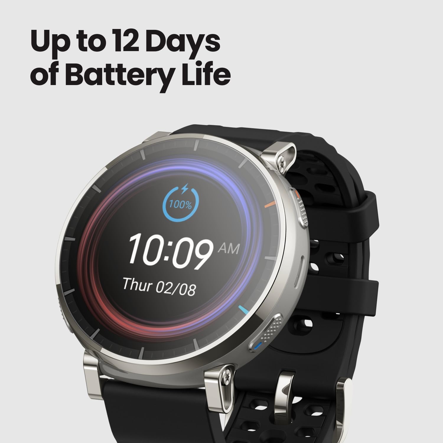 Amazfit Active 3 Smart Watch, 1.32" AMOLED Sapphire Glass, GPS, iOS/Android | 45mm, 12-Day Battery, Water-Resistant, 4GB Storage, Offline Maps, 170 Workout Modes, Heart Ratet Tracker