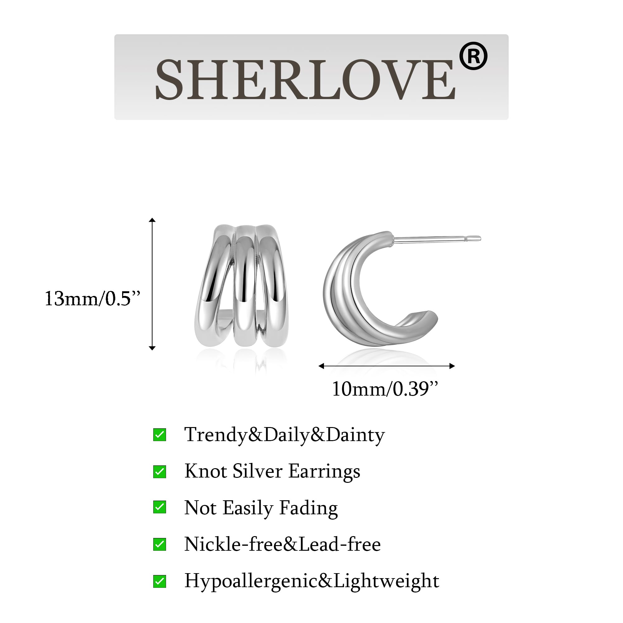 SHERLOVE Chunky Knot Gold Earrings Women Statement Drop Dangle Earrings | 14K Gold Plated Hypoallergenic Lightweight,Trendy Dainty Elegant Cute,Women Gold Jewelry Fashion Accessories Gifts