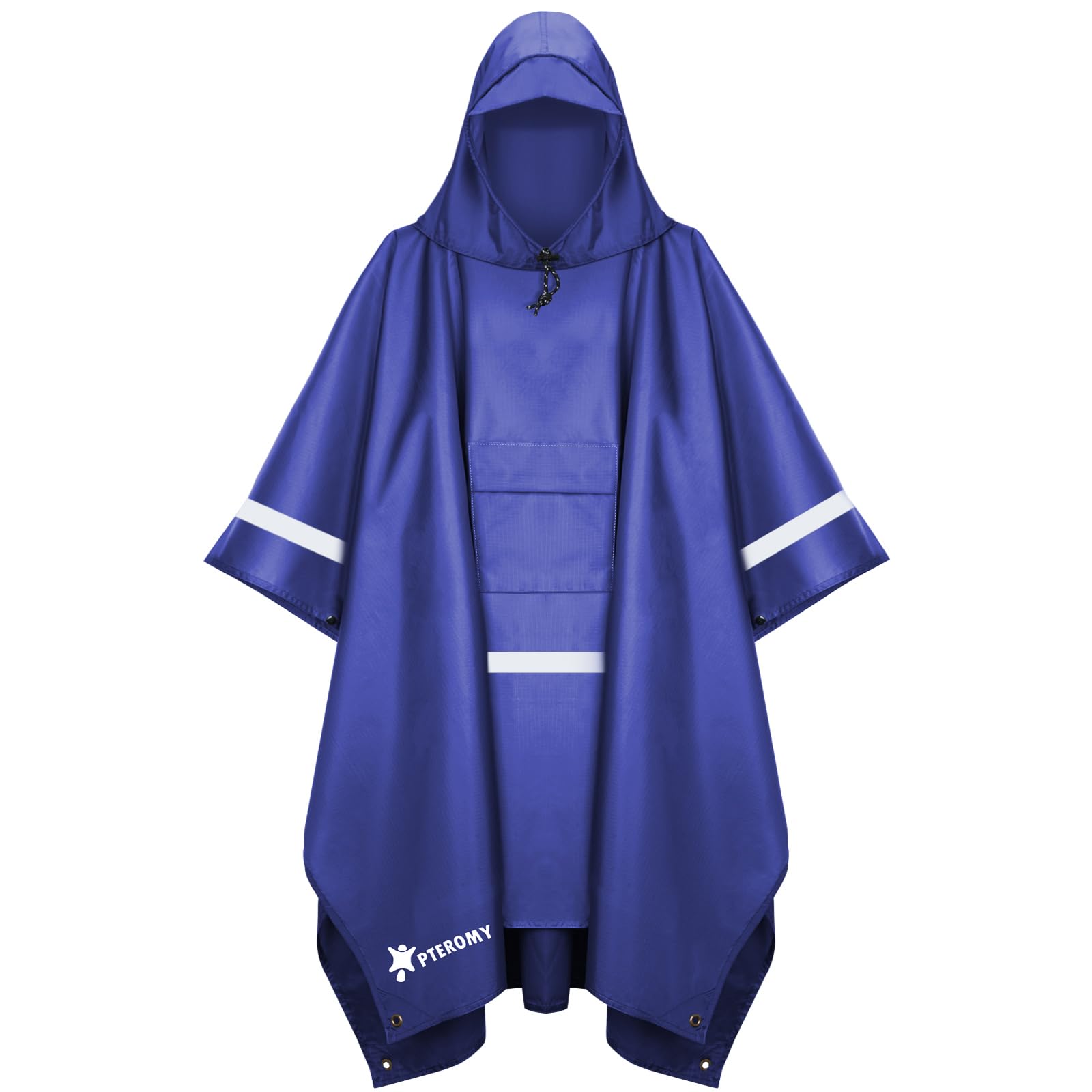 PTEROMY 3-in-1 Hooded Rain Poncho for Adult with Pocket, Waterproof Lightweight Unisex Raincoat for Hiking Camping Emergency